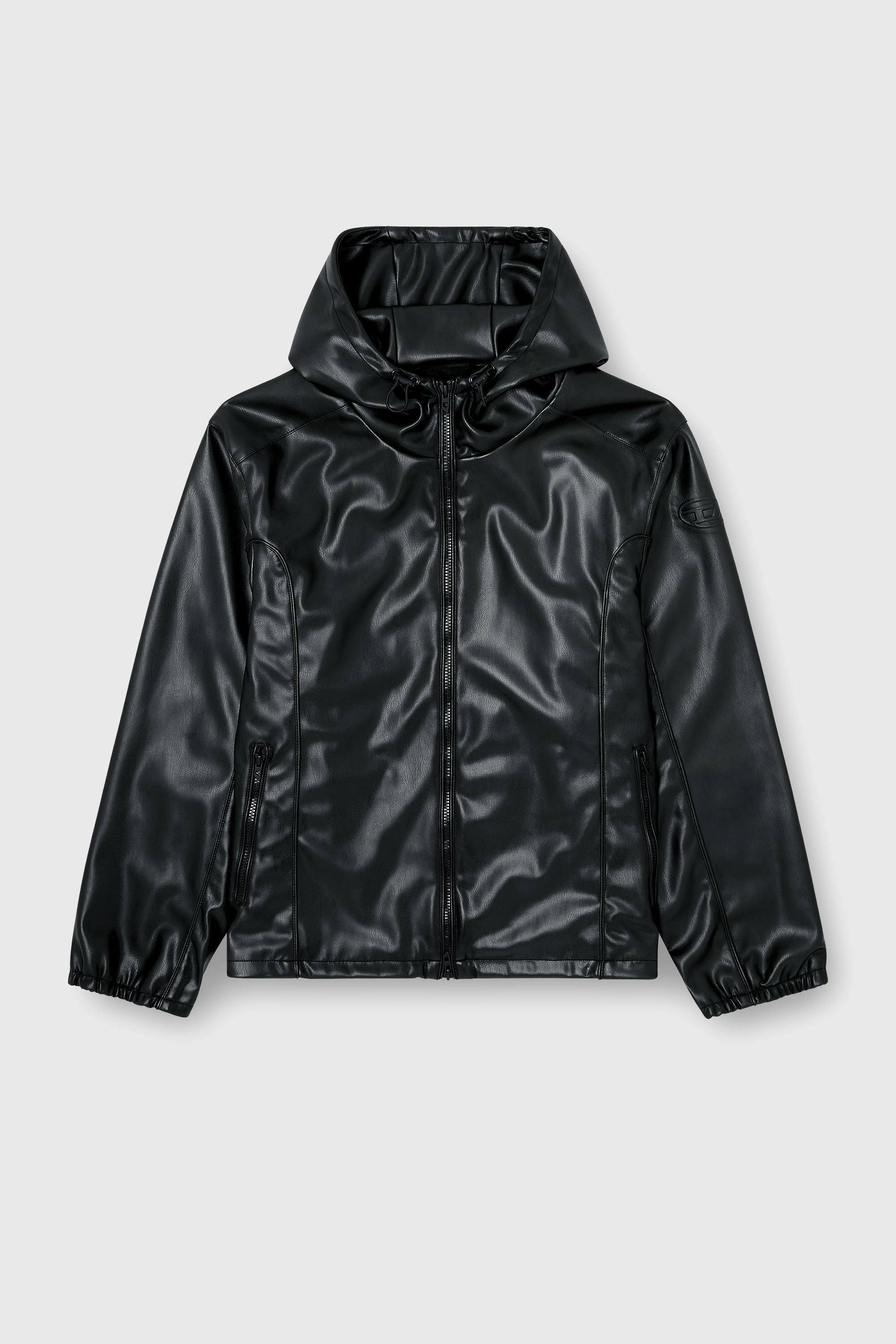 Diesel - J-HIVES-PGBX, Man's Hooded windbreaker in coated fabric in Black - 2