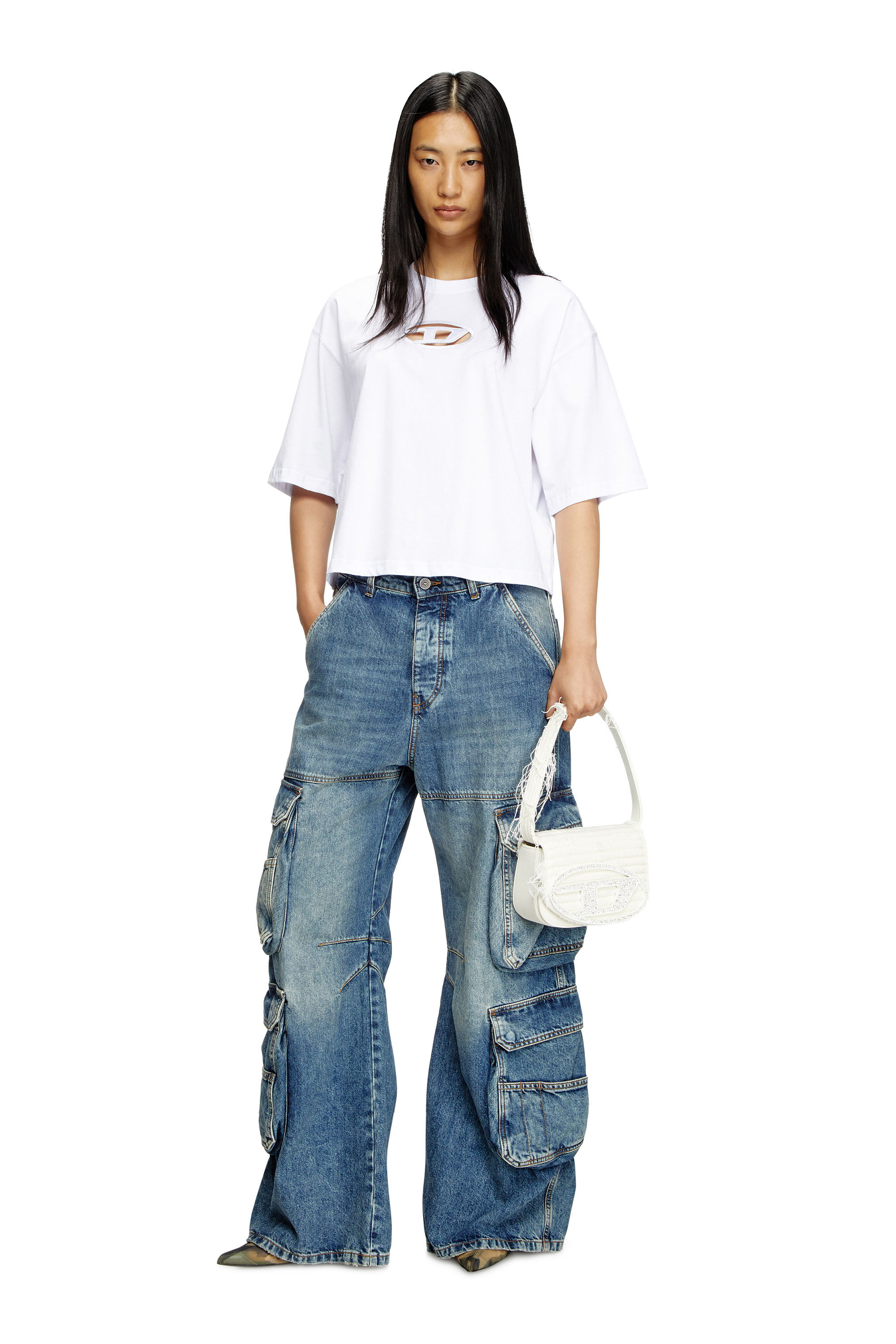 DIESEL ☆ 1DR-Iconic shoulder bag in matte leather ホワイト Women's 1DR-Iconic shoulder bag in matte leather | White