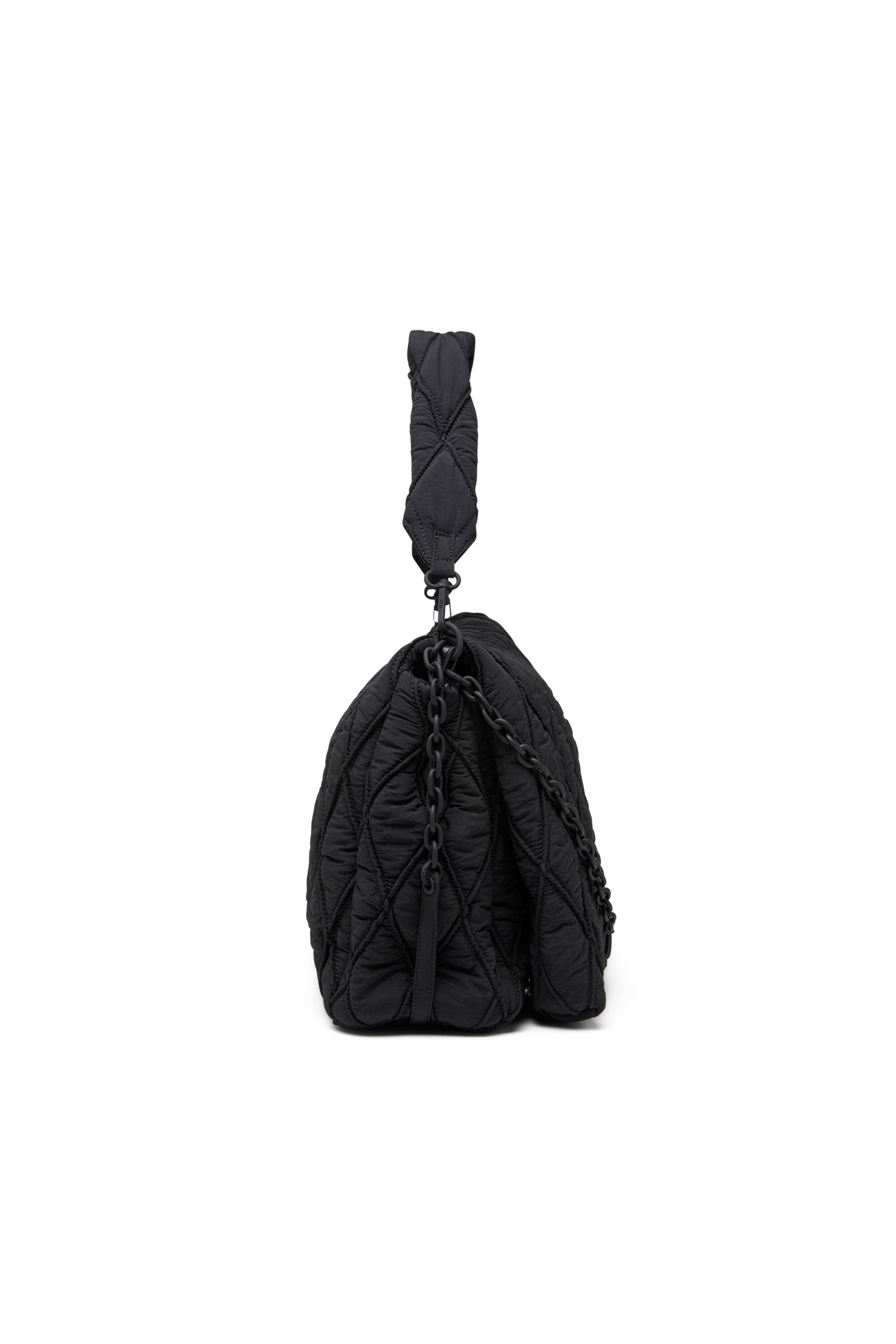 Women's Charm-D-Large shoulder bag in quilted washed nylon | Black
