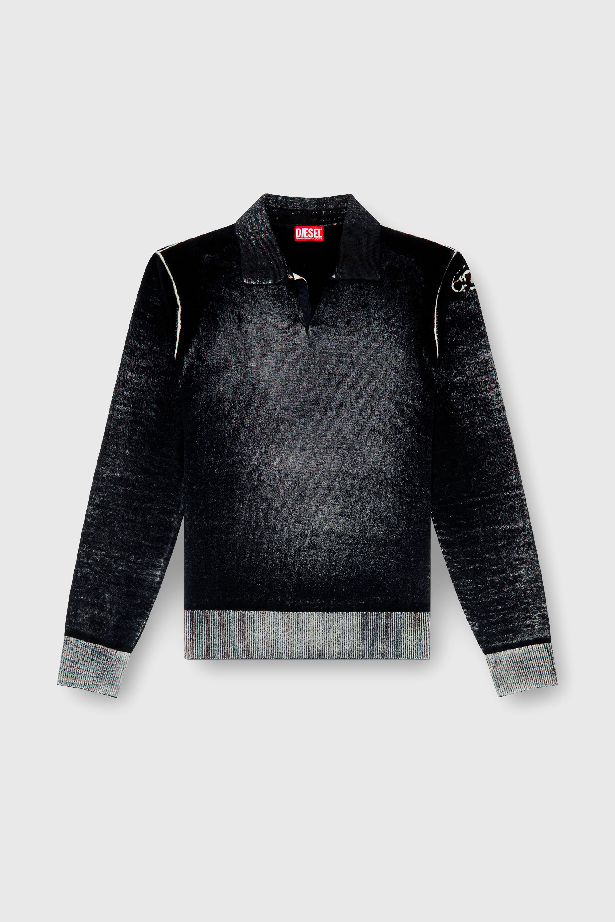 Diesel - K-LORENZO, Man's Reverse-print polo jumper in Black - 2