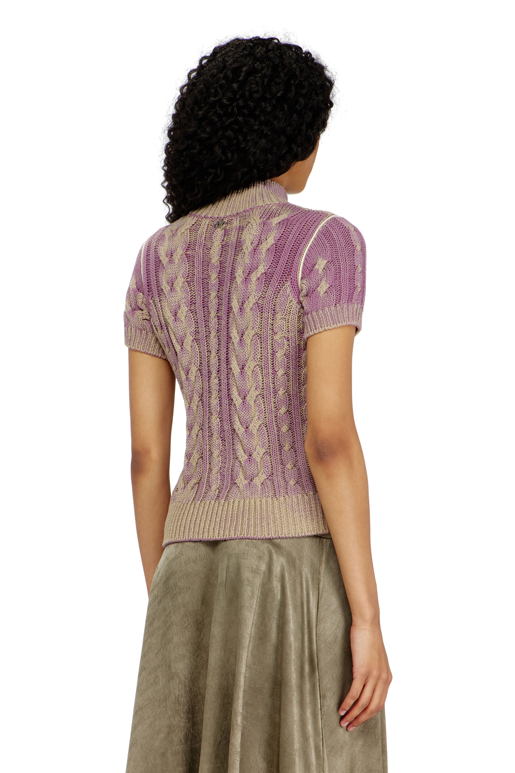 Diesel - M-ELANA, Woman's Short-sleeve zip cardigan in cable knit in null - 4