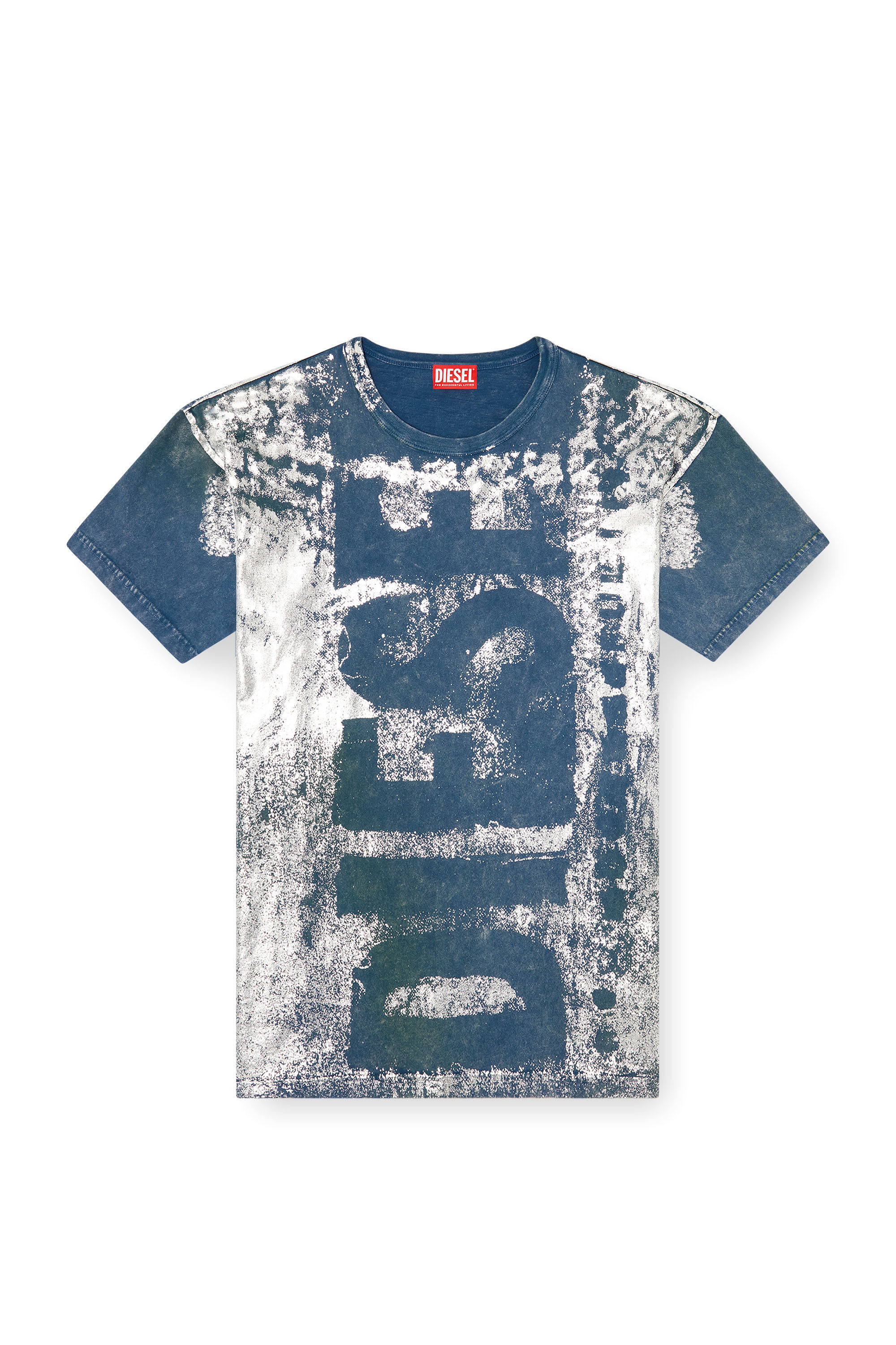 Men's Logo T-shirt with metallic effects | Blue | Diesel