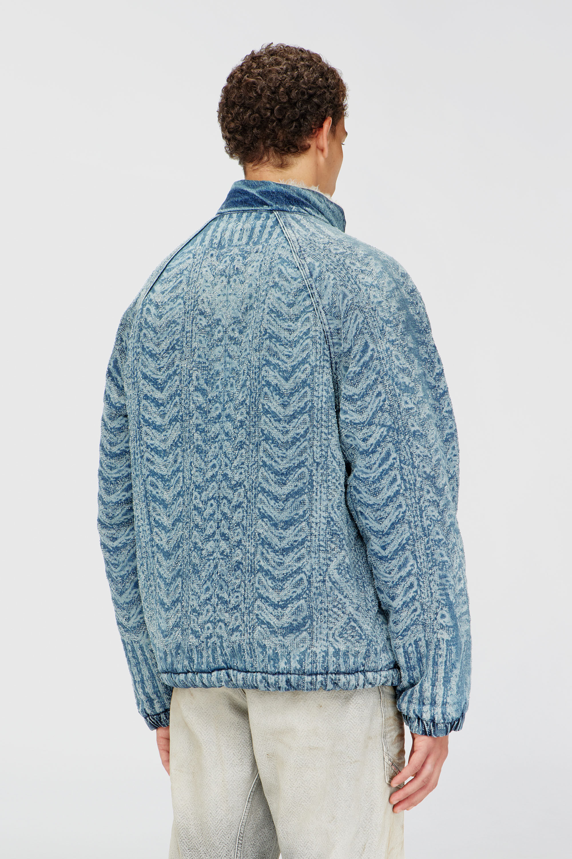 Diesel - D-KRAPS-S, Man's Jacket in cable-knit-effect denim in Medium blue - 4
