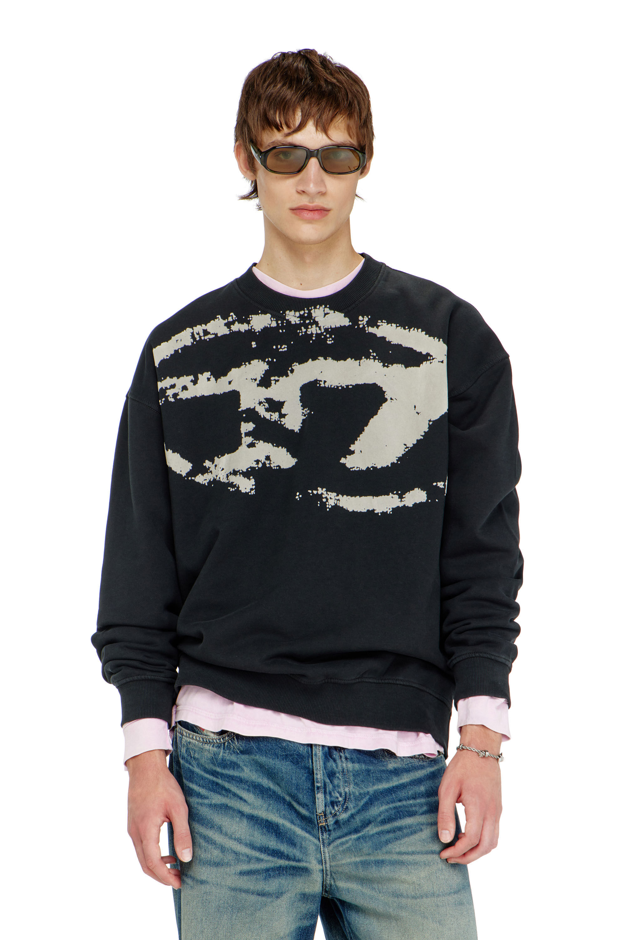 Diesel - S-BOXT-N5, Man's Cotton sweatshirt with flocked Oval D in null - 3