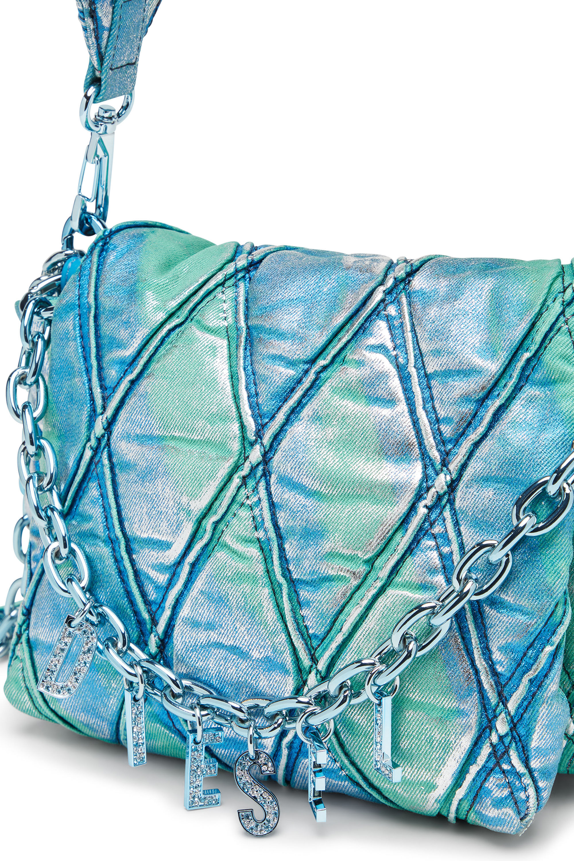 Diesel - CHARM-D SHOULDER S, Woman Charm-D S-Small handbag in quilted pop colour denim in Blue - Image 2