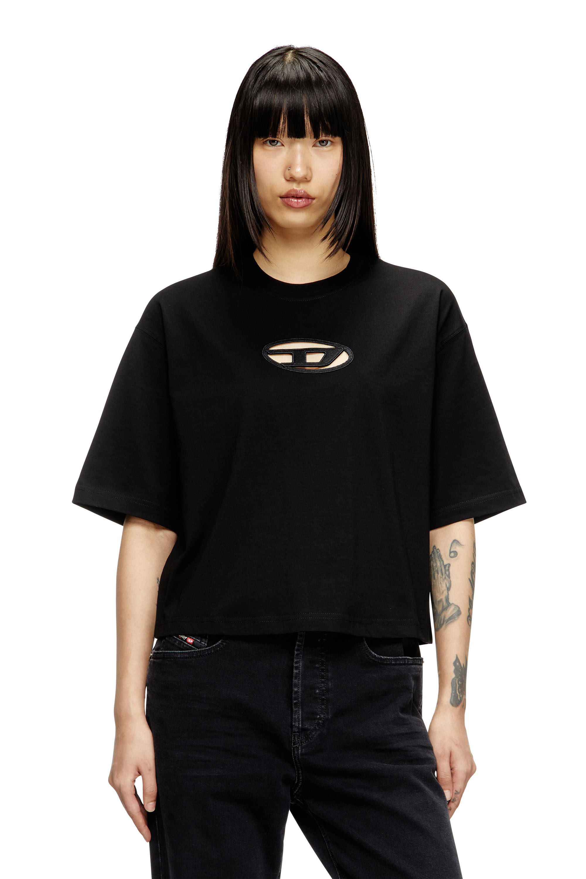 DIESEL T-ROWY-OD Tシャツ ロゴ ブラック S DIESEL Dロゴ Tシャツ T-ROWY-OD 半袖 ブラック 黒 送料関税無料