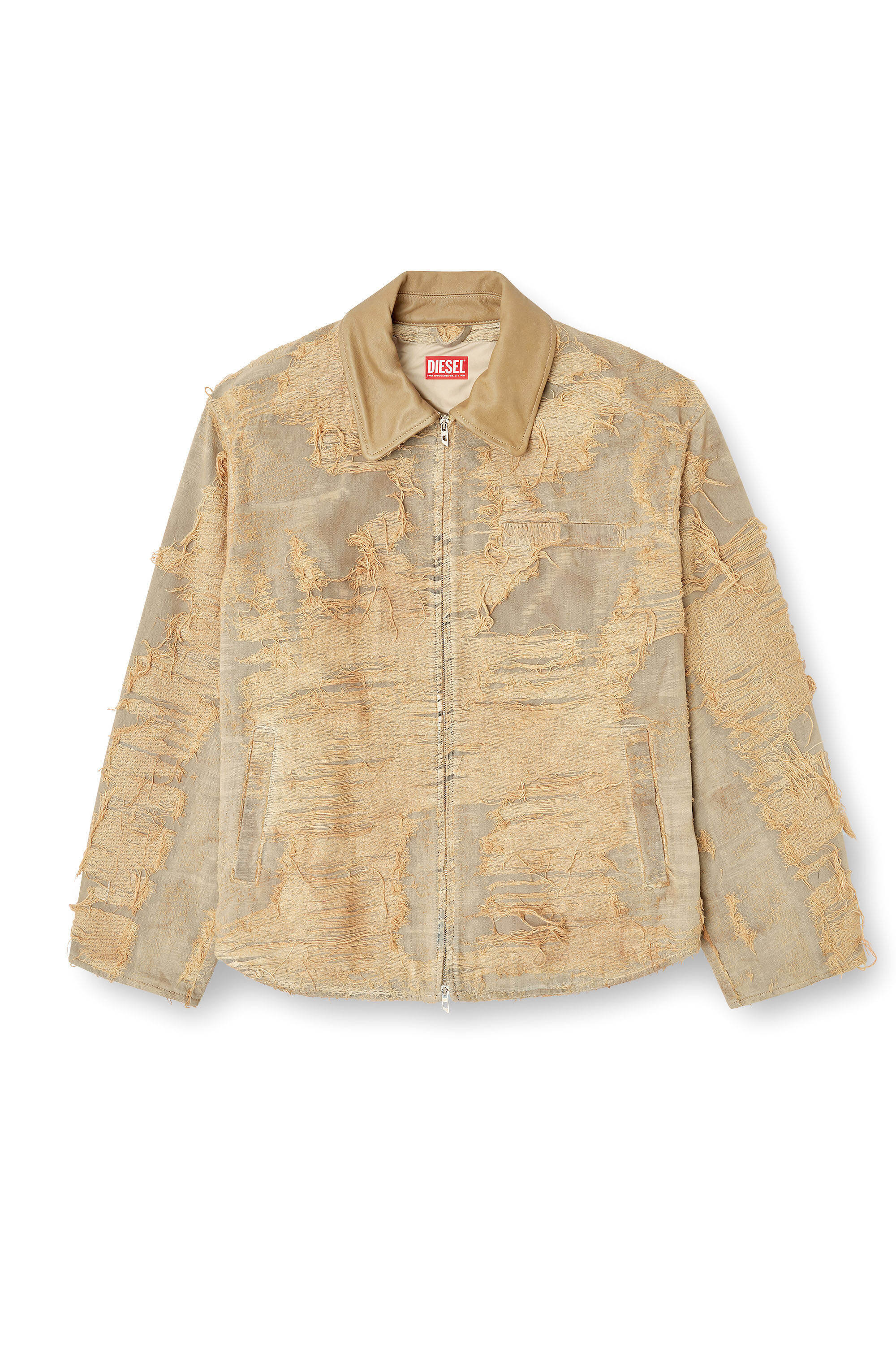 Diesel - D-IVAR-FSG, Man's Jacket in overdyed floating-thread denim in Light Brown - 2