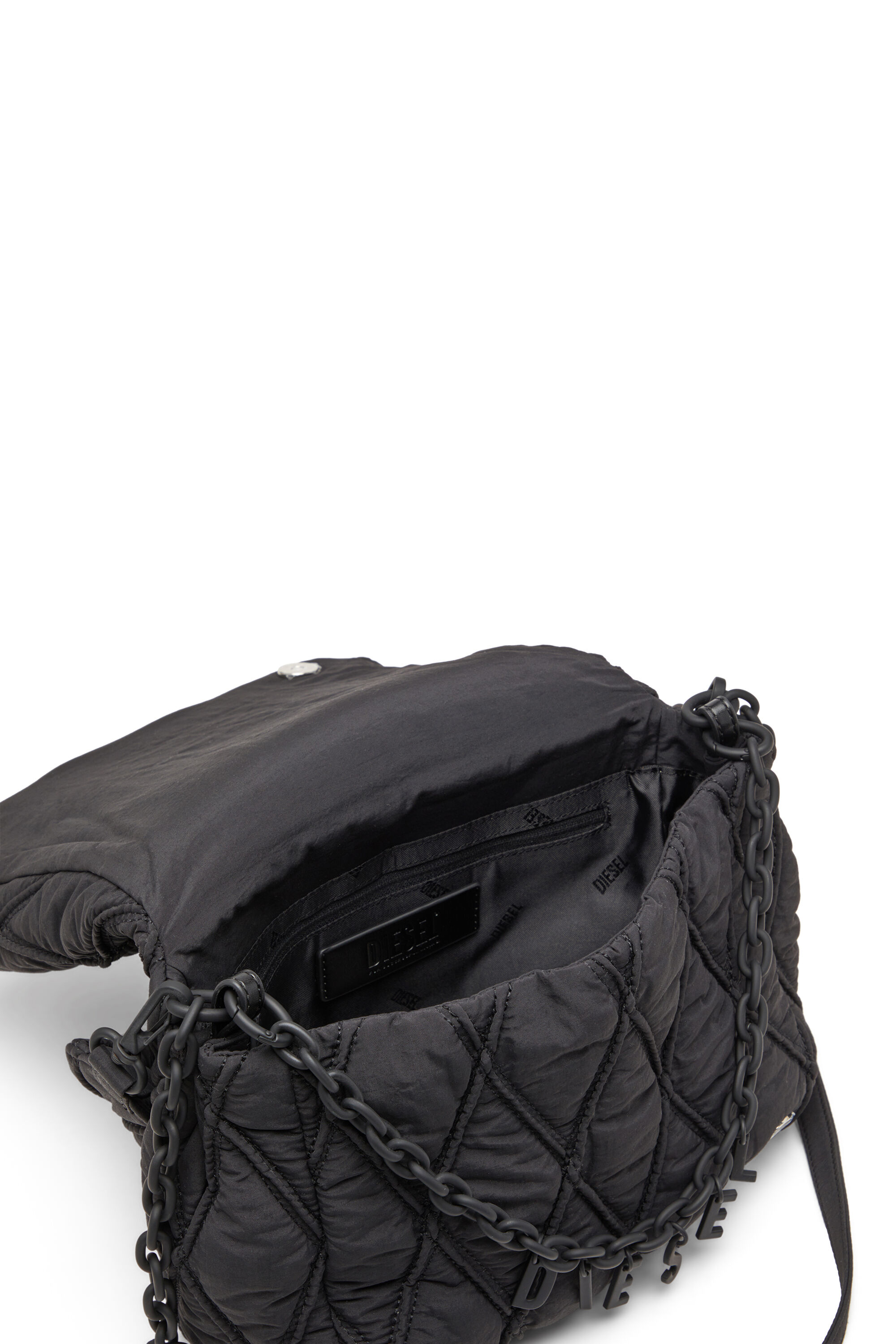 【DIESEL】charm-d shoulder m Women's Charm-D Shoulder M bag in quilted Denim | Black | Diesel