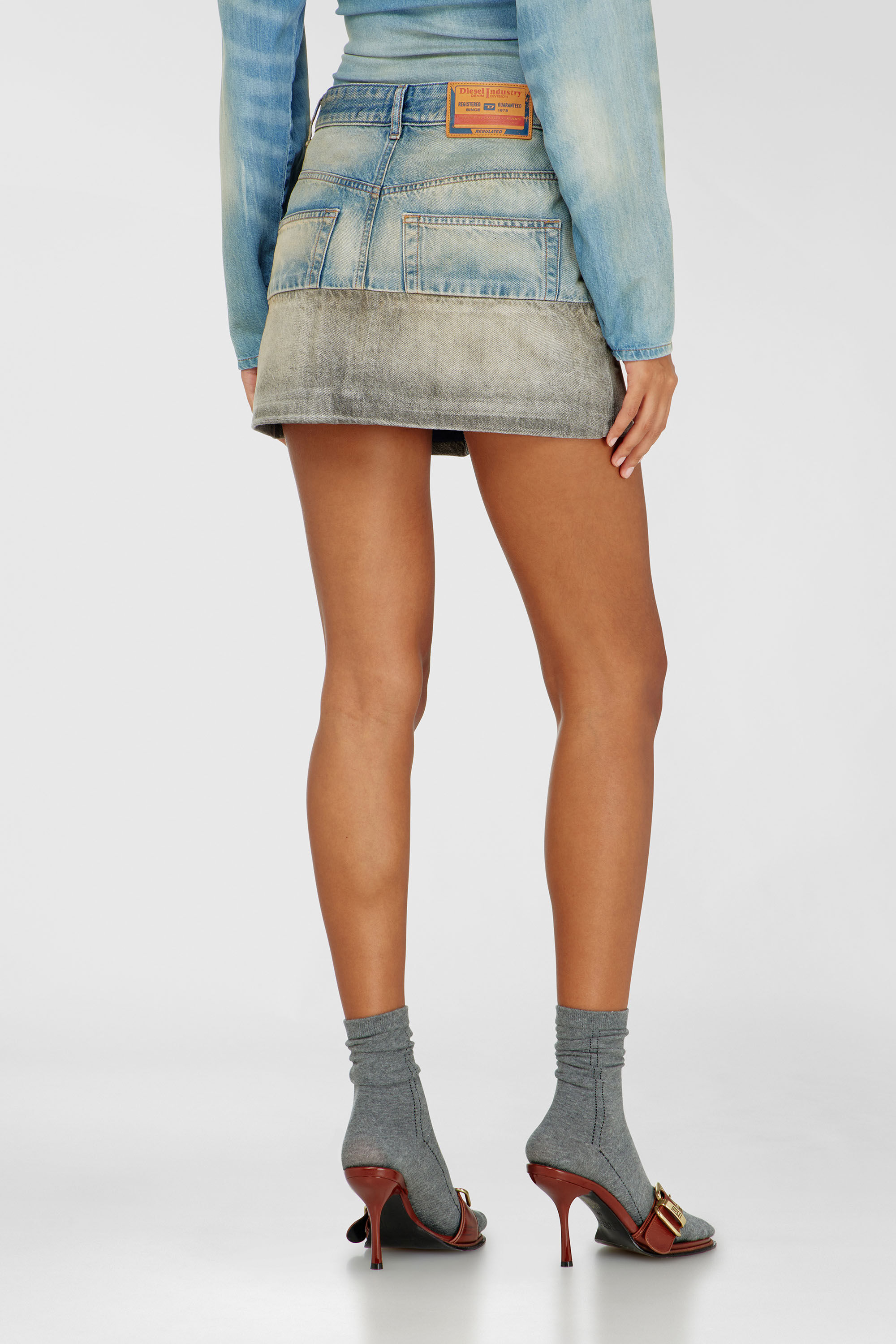 Diesel - DE-RONEE-S1, Woman's Denim mini skirt with contrast hem in null - 3