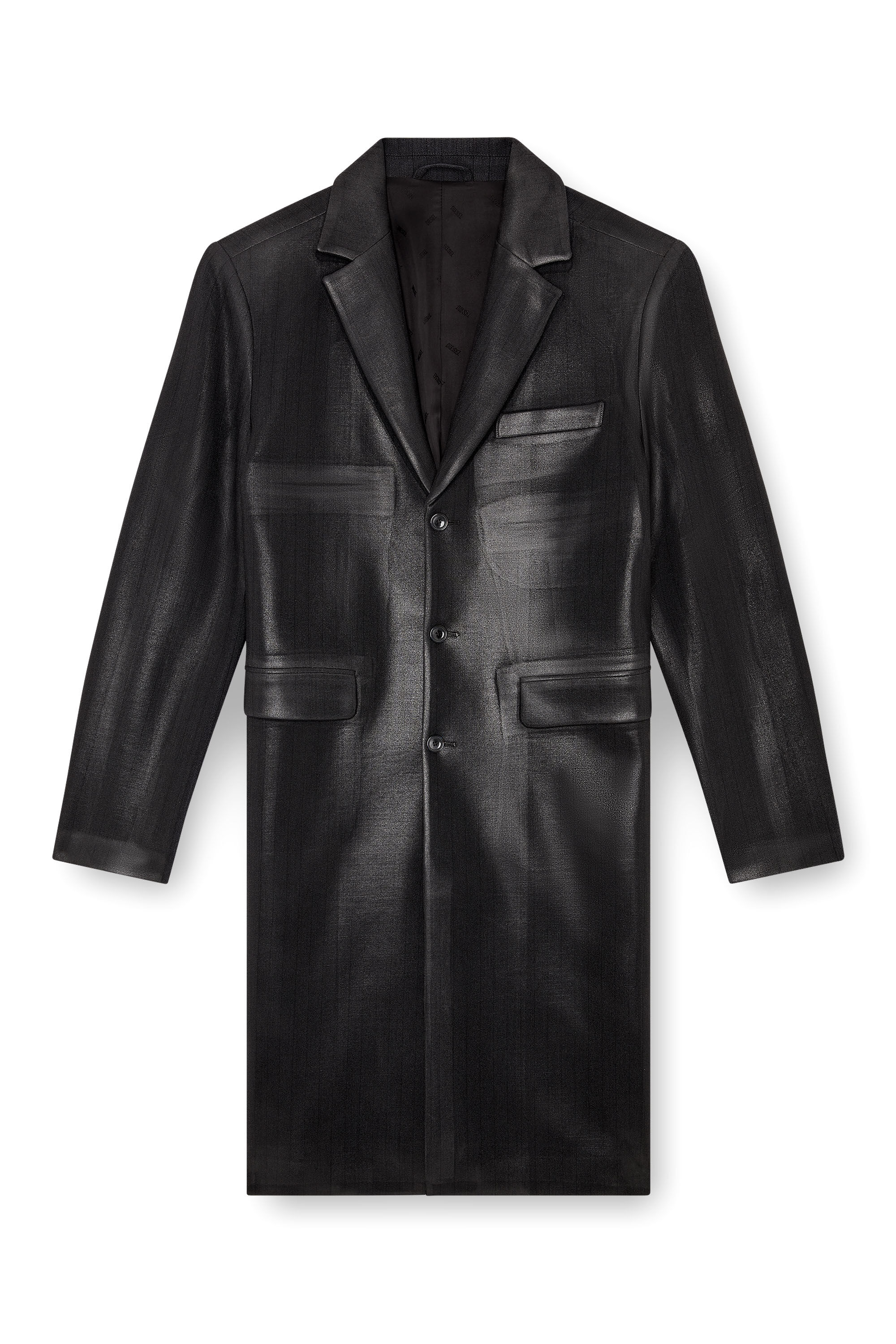 Diesel - J-DENNER, Man Coat in pinstriped cool wool in Black - Image 2