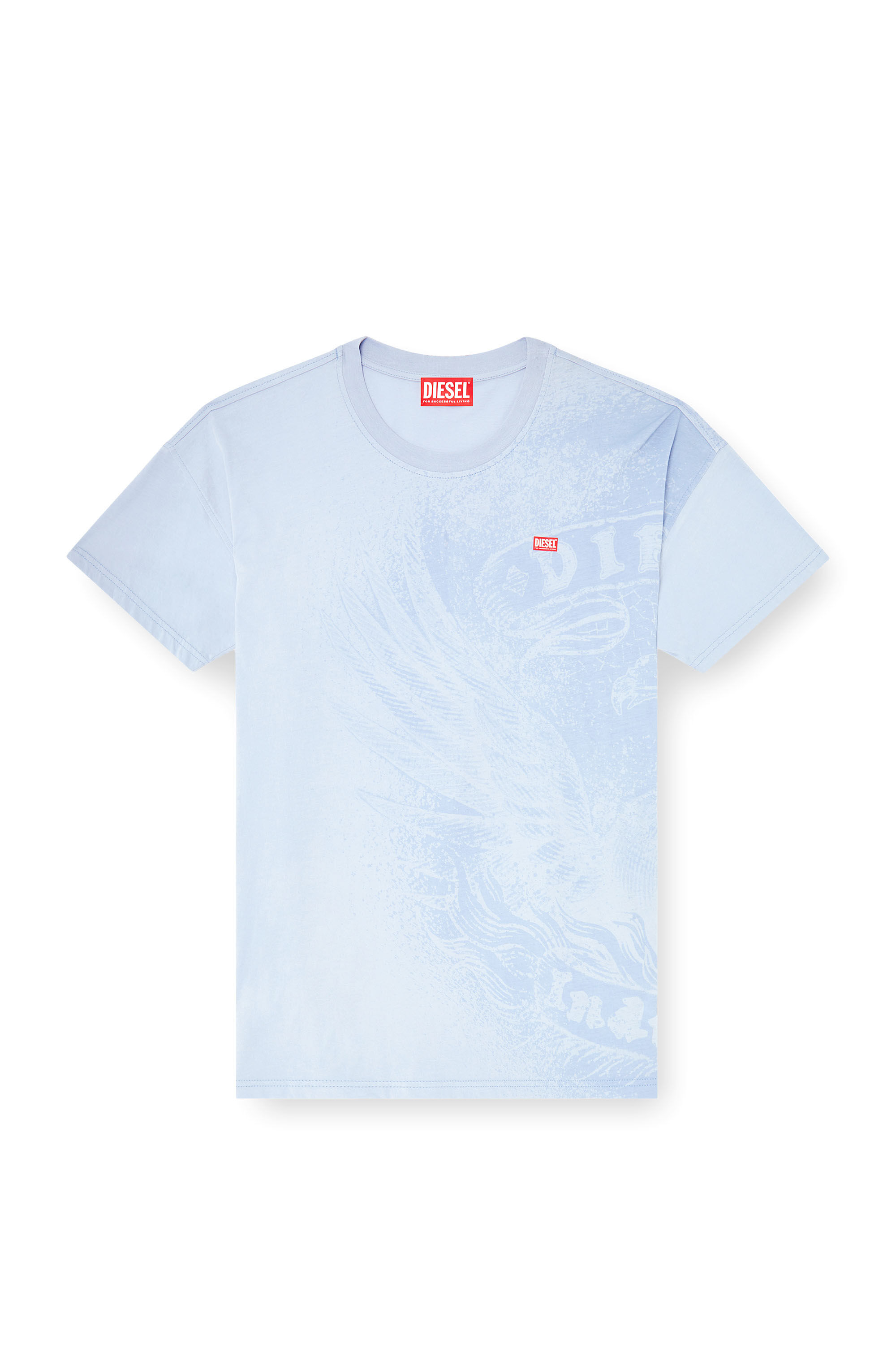 Diesel - T-BOXT-AA3, Man's Relaxed T-shirt with pigment prints in Light Blue - 2