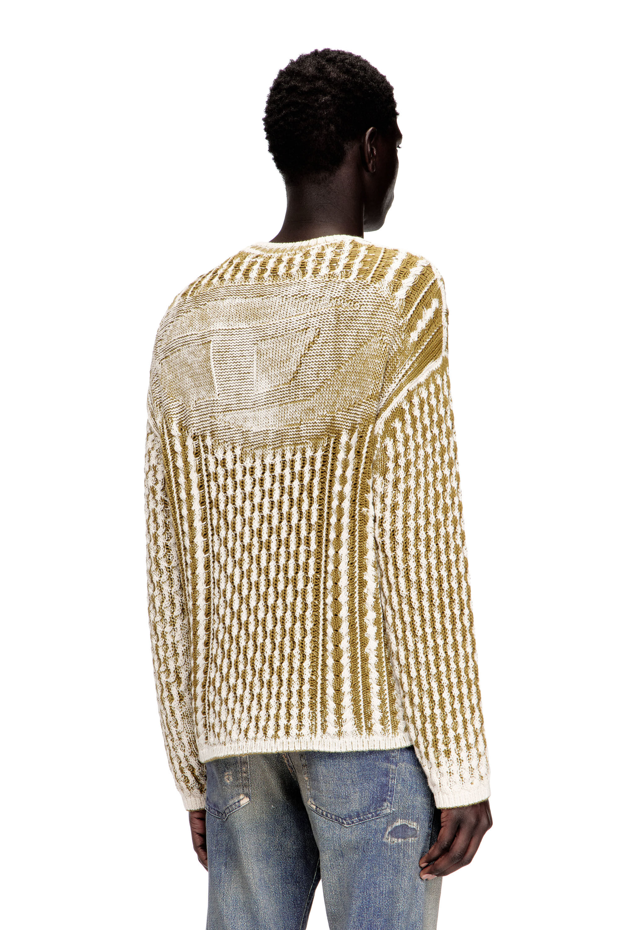 Diesel - K-MOISE, Man's Reverse-print cable-knit jumper in null - 4