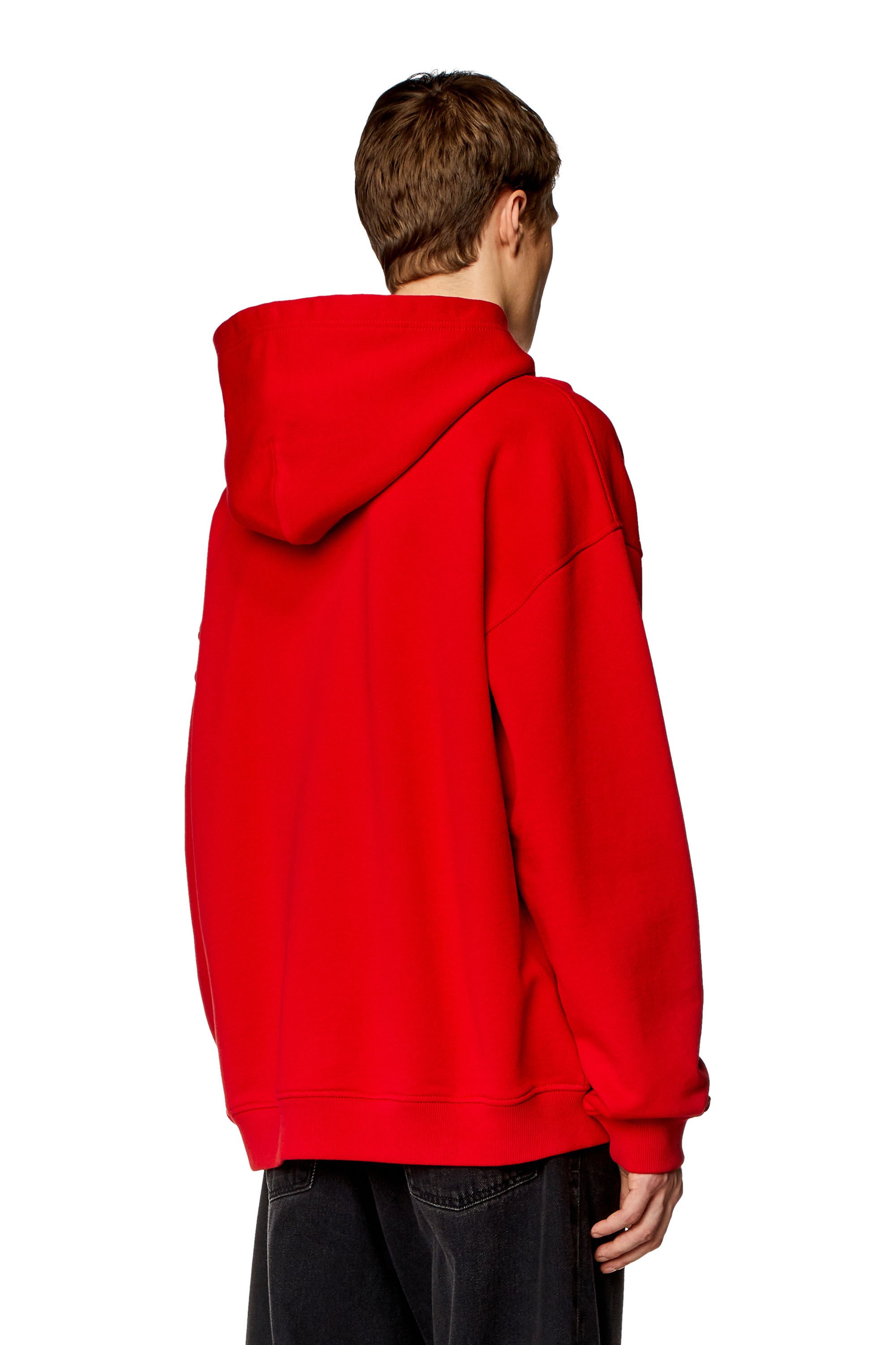 Diesel - S-NLABEL-HOOD-L1, Man Oversized hoodie with logo patch in Red - Image 2