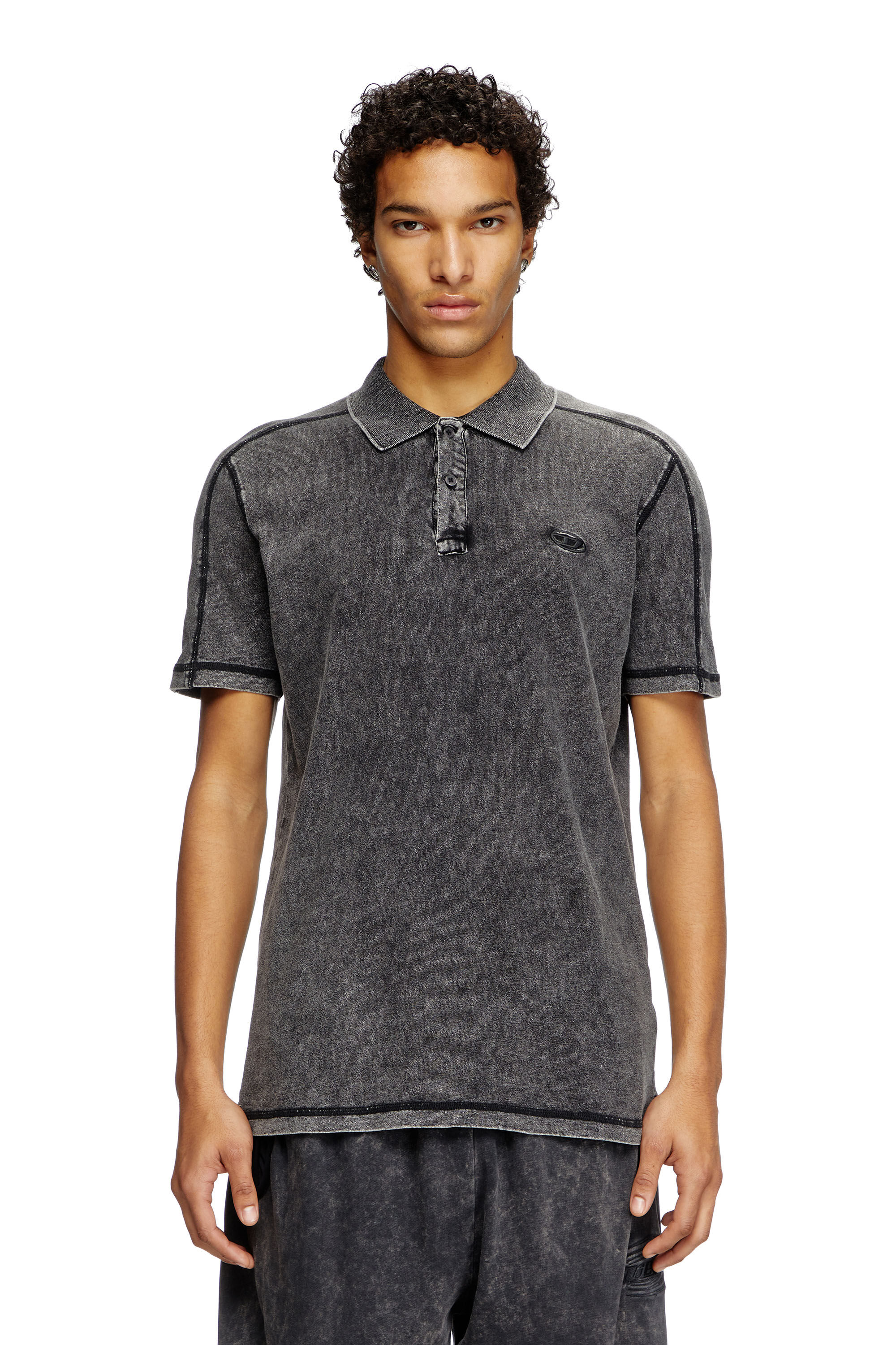 Diesel - T-SWIND-R1, Man's Denim-look polo shirt in Black - 3