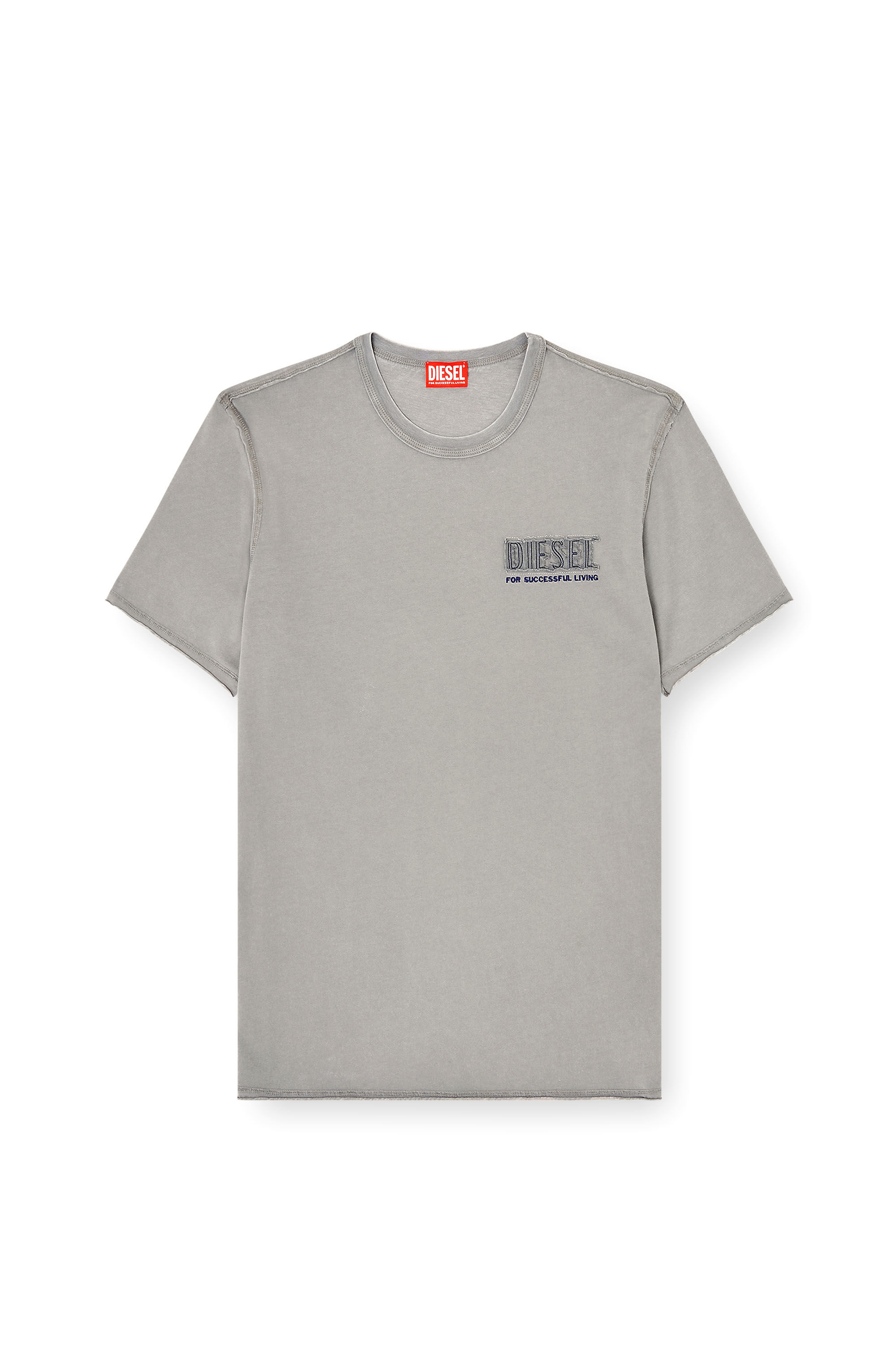 Diesel - T-RAWJUST-V1, Man's Acid-wash T-shirt with raw edges in Light Grey - 2