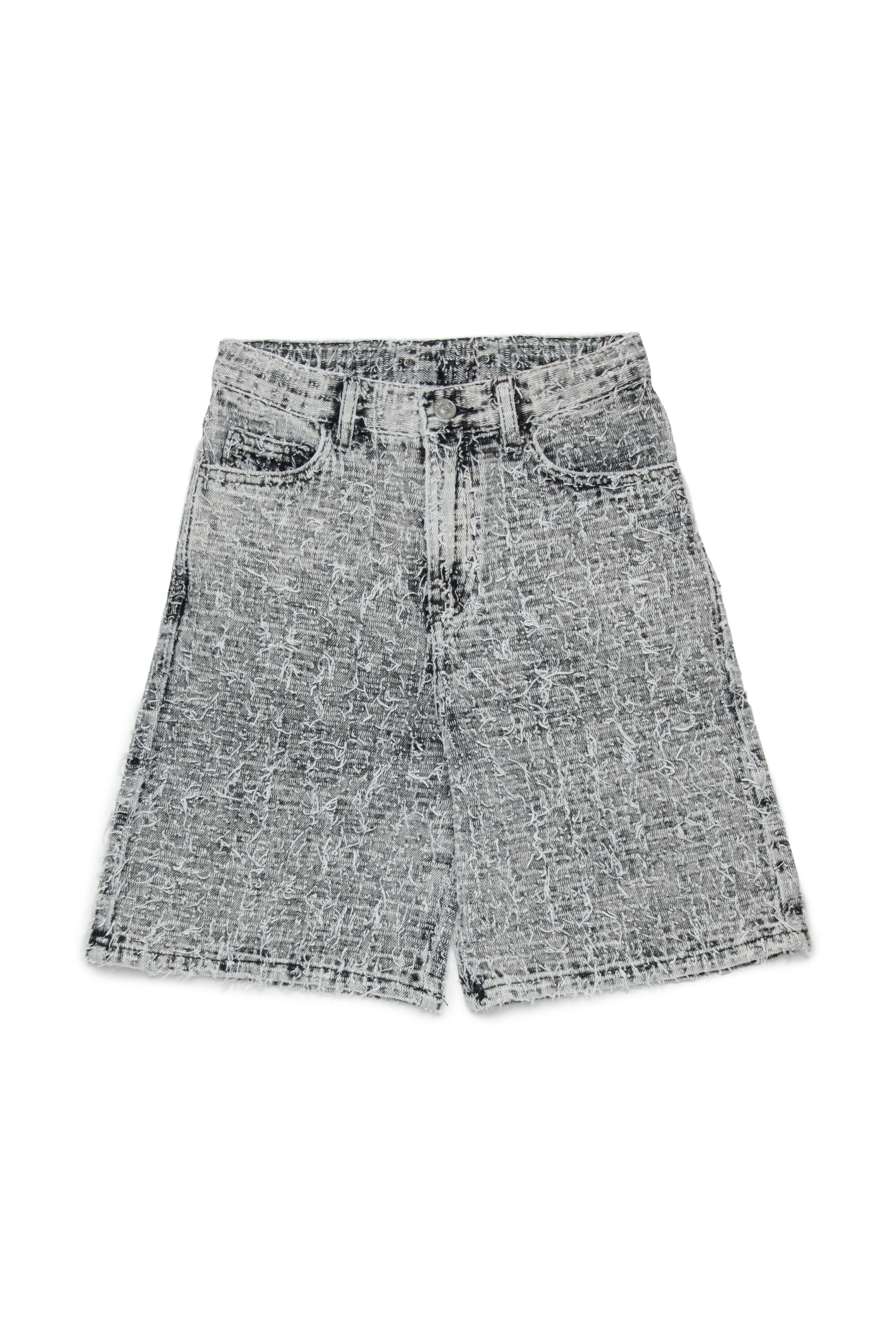 Diesel - D-ARGJX-SHORT-J, Woman's Denim shorts with textured finish in Grey - 1
