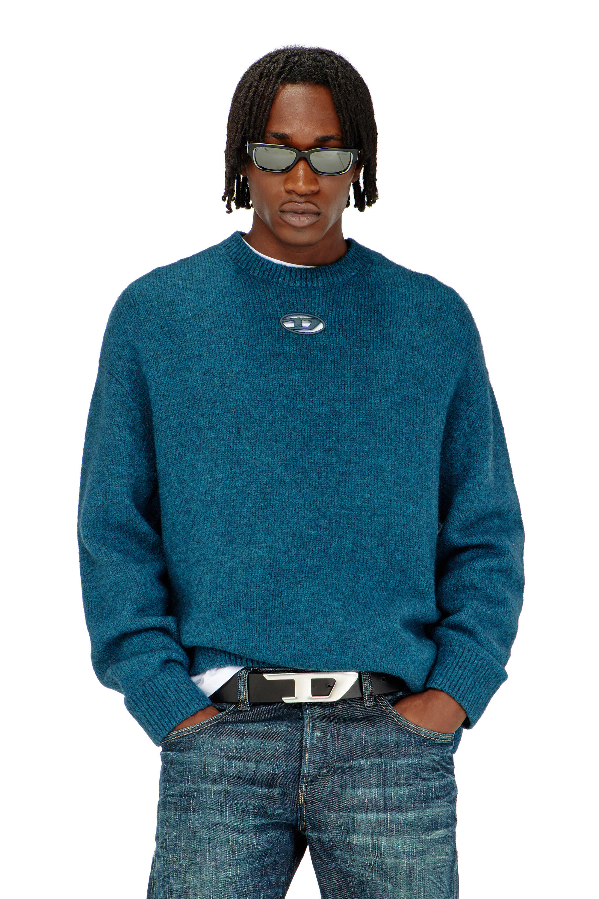 Diesel - K-AREESO, Man's Jumper in wool and alpaca blend in Water Green - 3