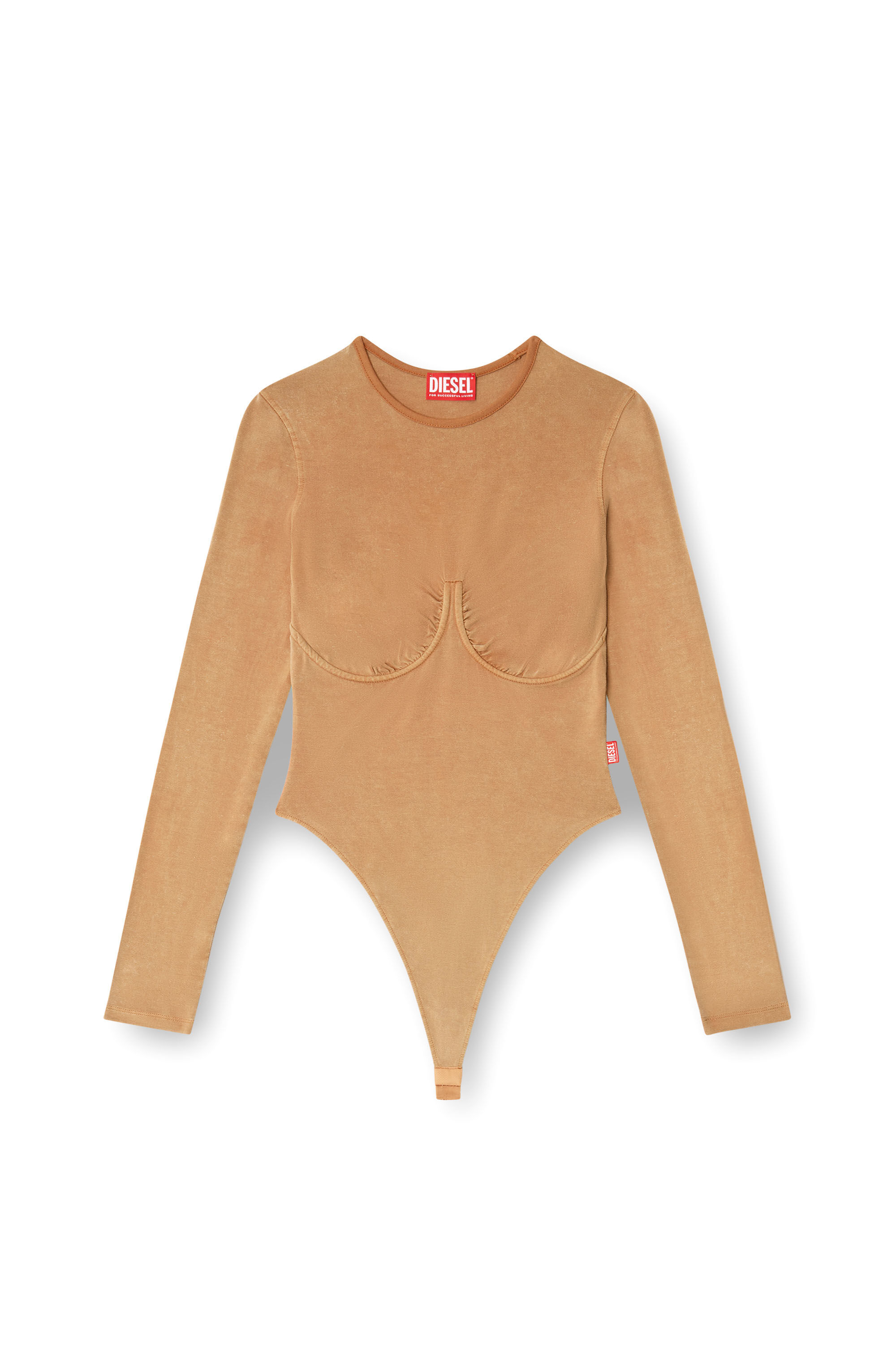 Diesel - T-FINNE-Q2, Woman's Long sleeved bodysuit with bra detail in Brown - 2
