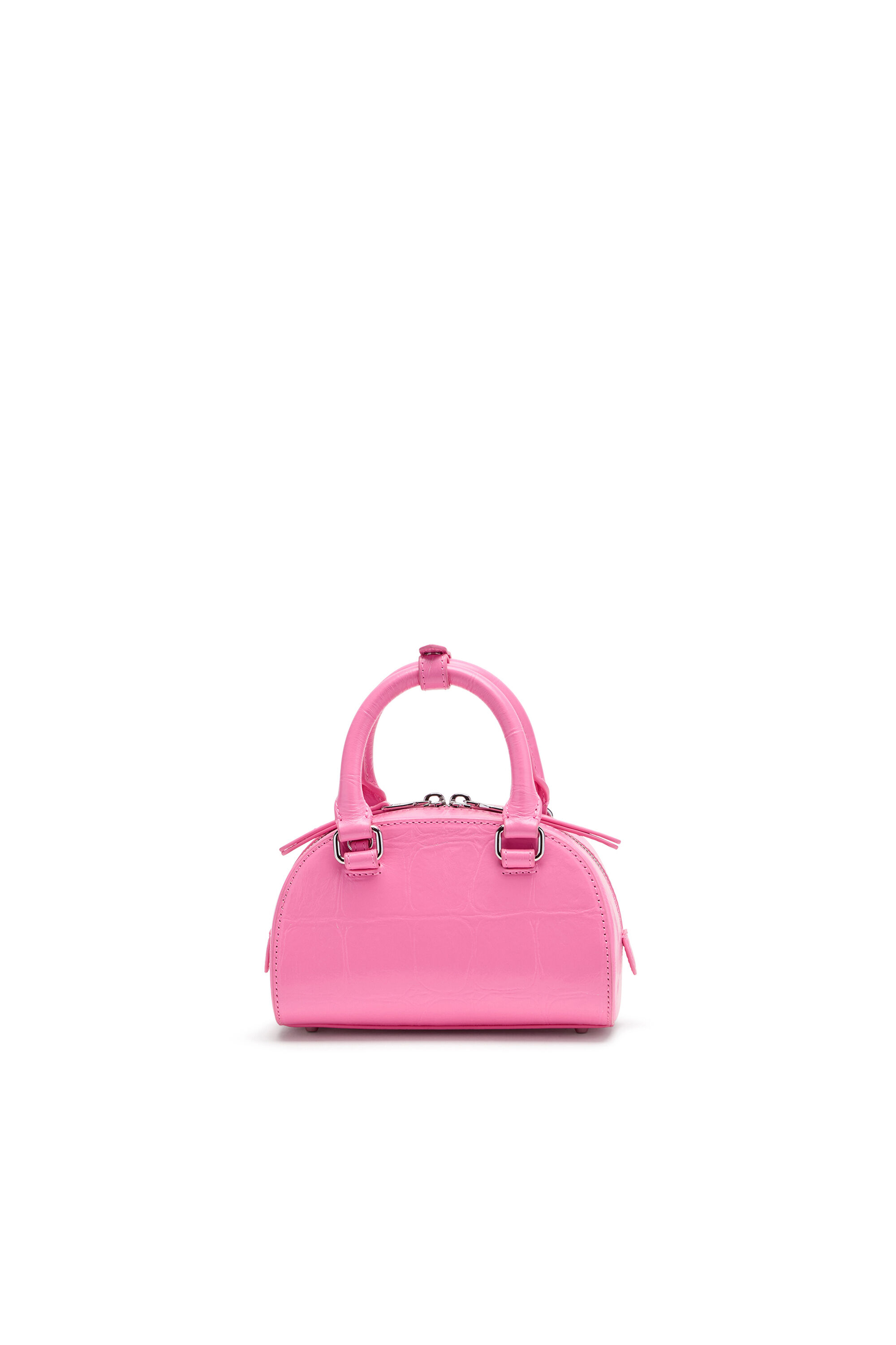 Diesel - 1DR DOME CROSSBODY, Woman's 1DR Dome-Mini bowling bag in croc-effect leather in Pink - 2