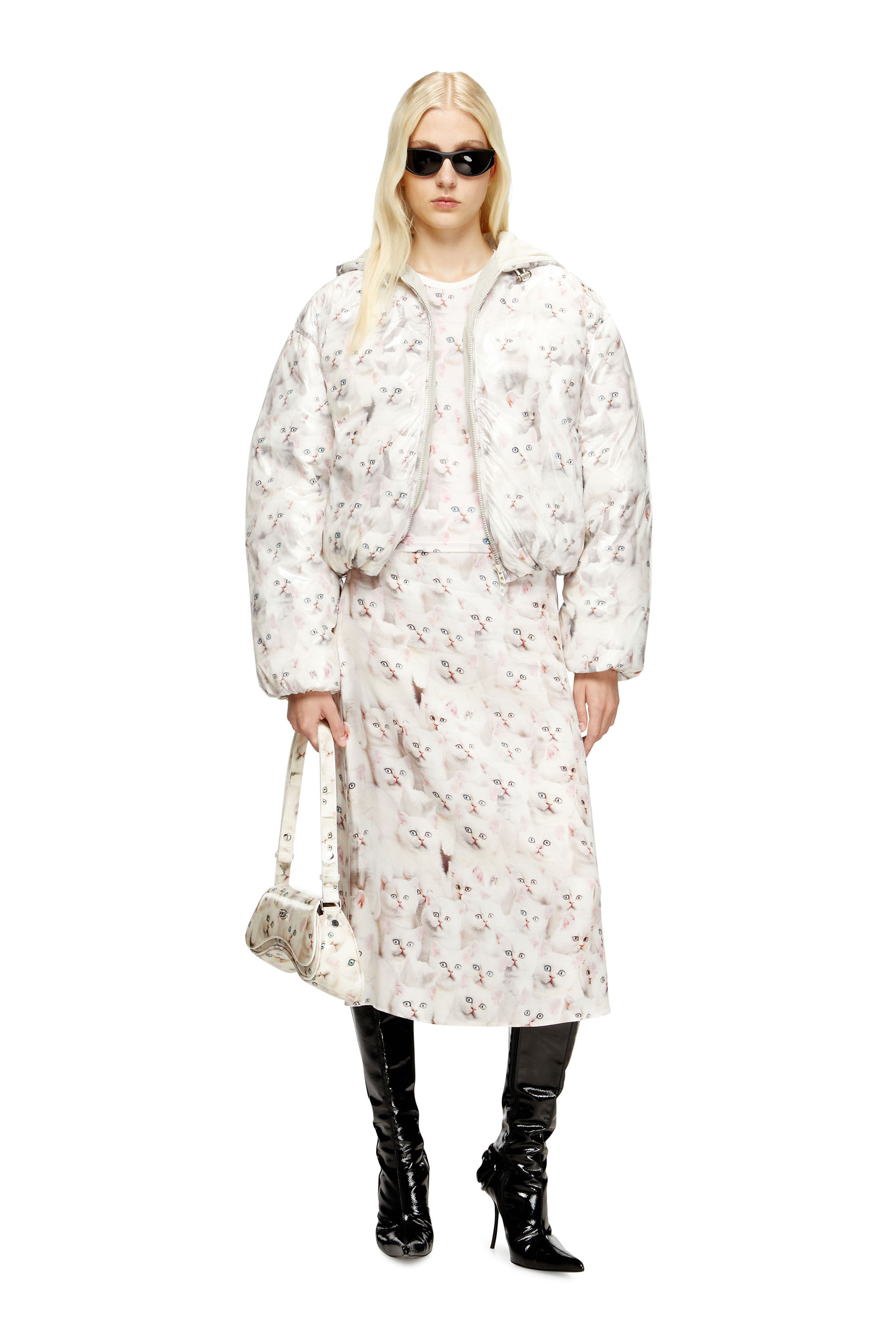 Diesel - PLAY CROSSBODY, Woman's Play-Shoulder bag in printed glossy PU in White - 5