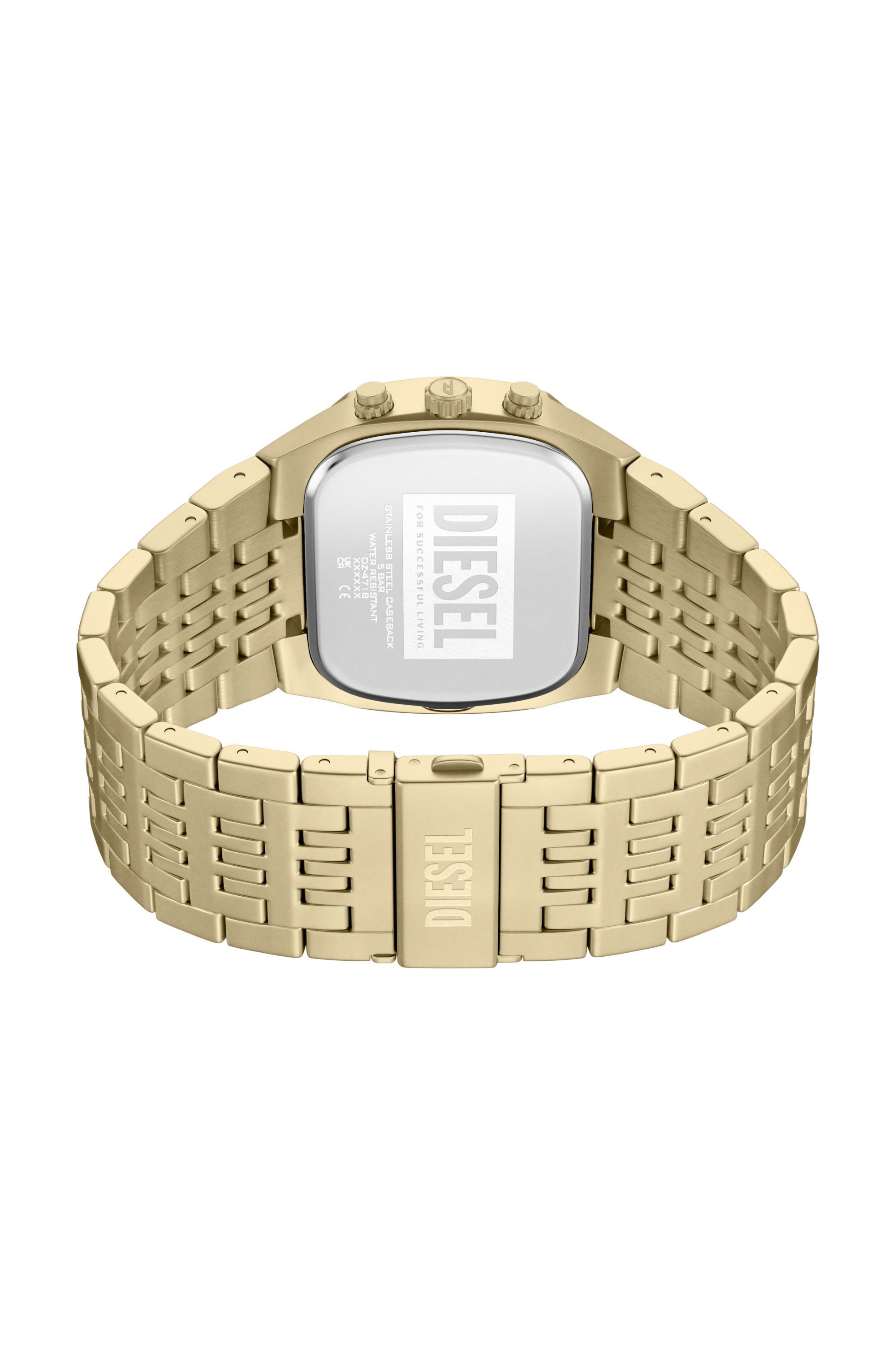 Diesel - DZ4718 WATCH, Man's Spiked Cushion gold-tone stainless steel watch in Gold - 4