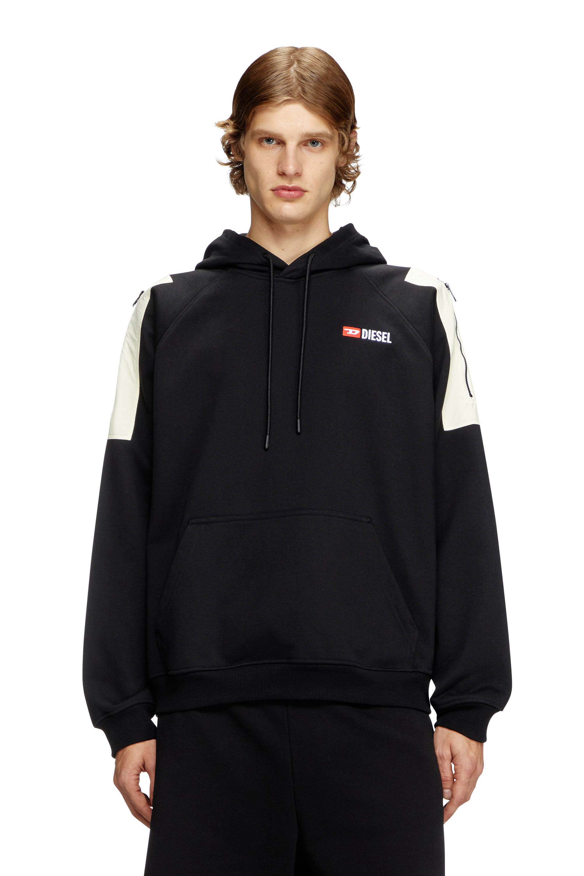 Diesel - S-FAUSTY, Man's Hoodie with shoulder pockets in Black - 3