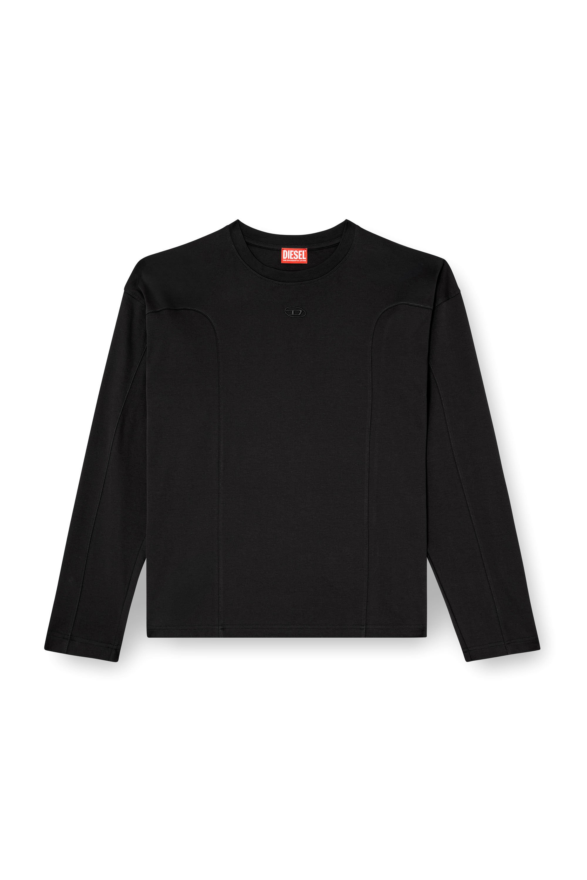 Diesel - T-BOXT-LS-INT, Man's Long-sleeve T-shirt with panels in Black - 2
