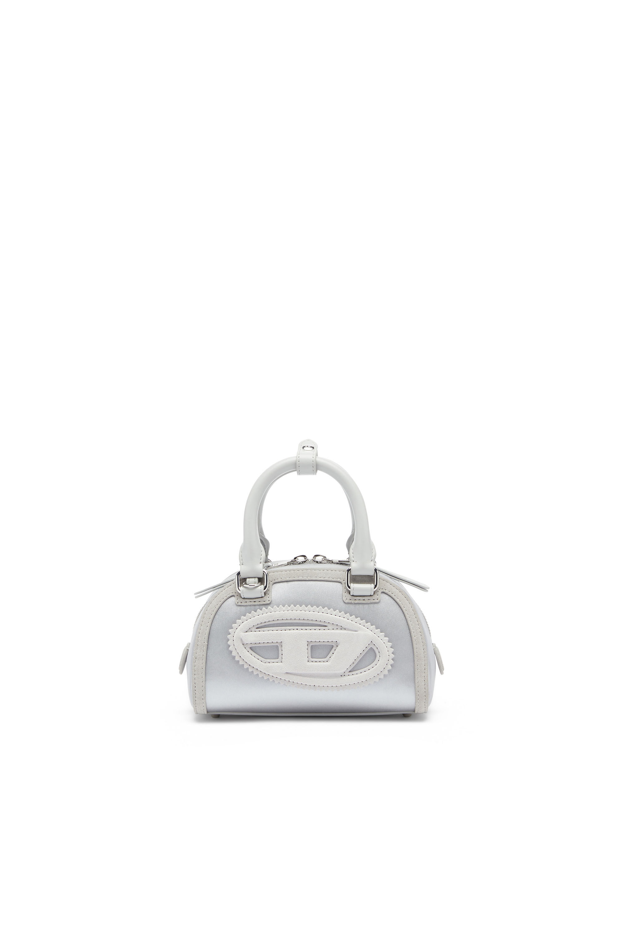 Diesel - 1DR DOME CROSSBODY, Woman's 1DR Dome - Mini bowling bag in satin and suede in Silver - 2