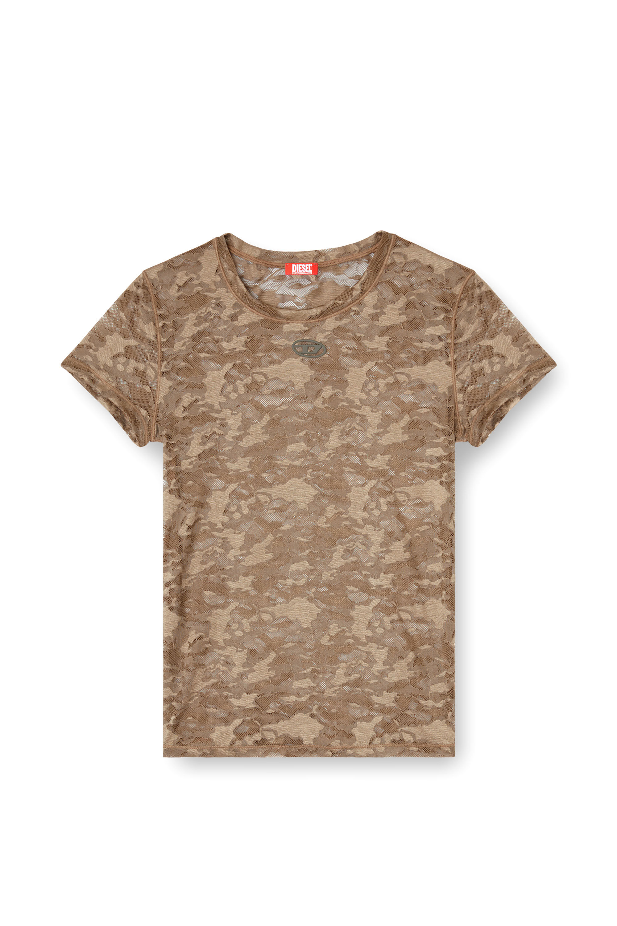 Diesel - KASIA-UTLT, Woman's Camo lace T-shirt in Brown - 6