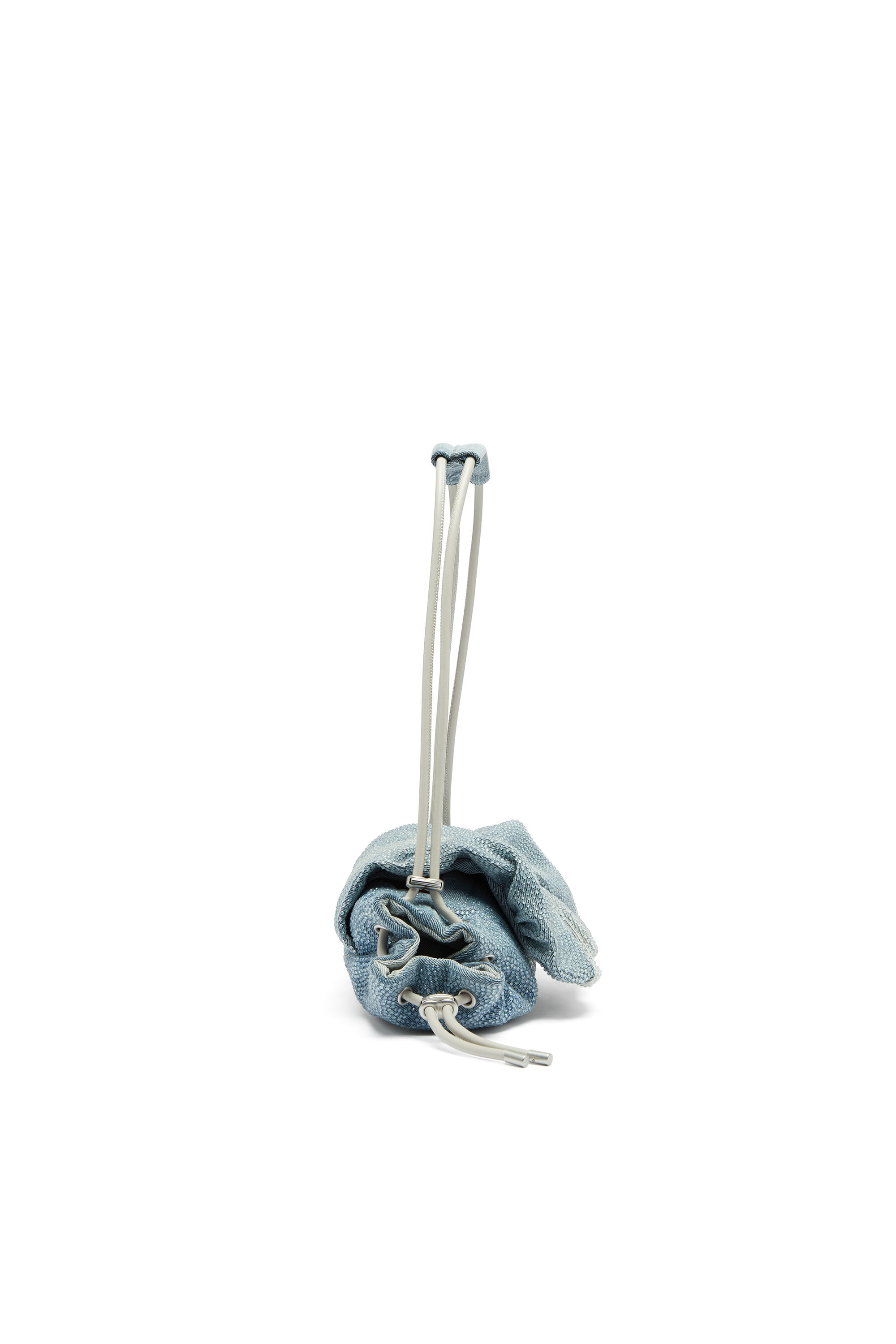 Diesel - SCRUNCH-D SHOULDER S, Woman's Scrunch-D - Shoulder bag in denim with transparent crystals in Blue - 4