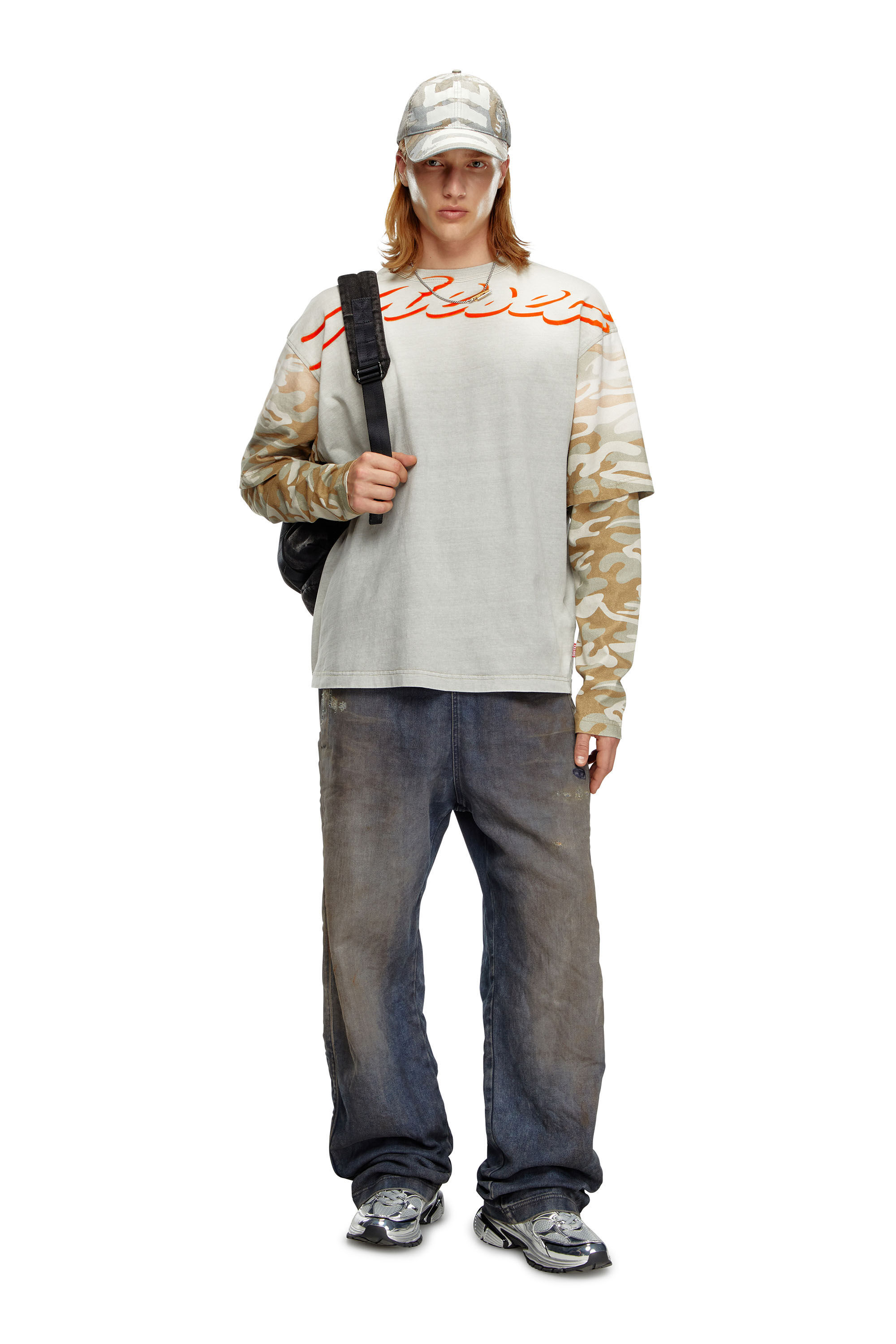 Diesel - T-WESHER-Q2, Man Layered top with camo motif in Multicolor - Image 1