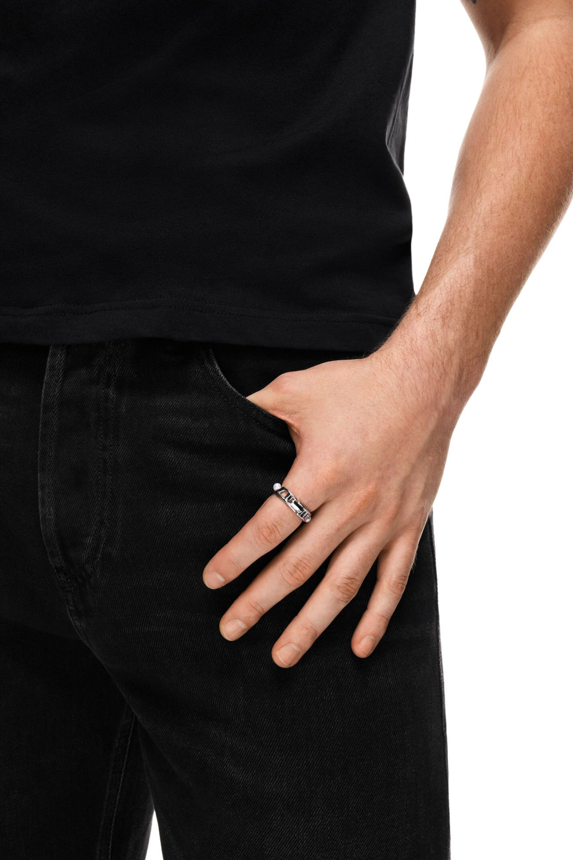 Diesel - DL1370040 STERLING SILVER JEWEL, Unisex's Sterling silver and pearl band ring in Silver - 4