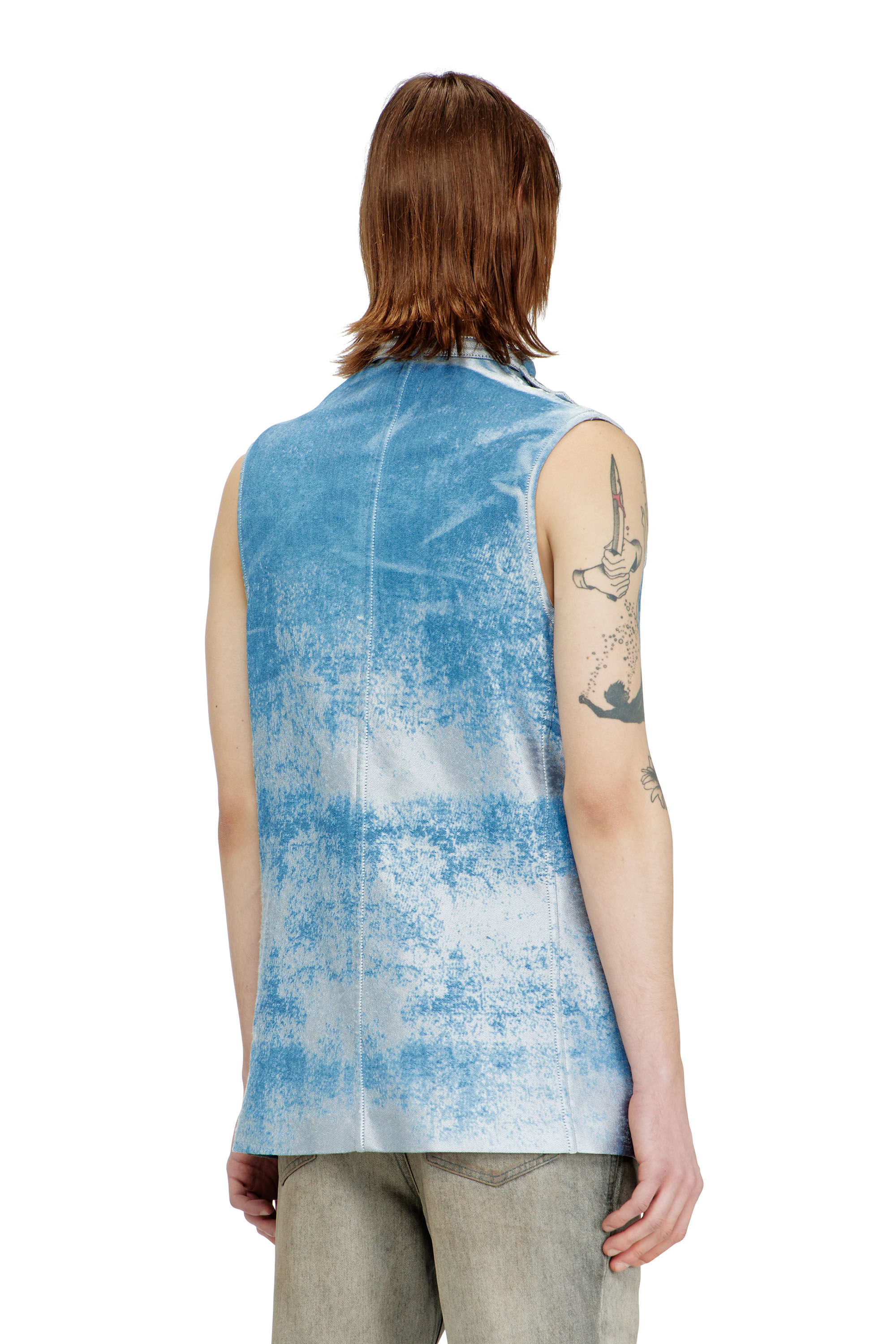 Diesel - D-LORMIL-FSI, Man's Sleeveless vest in coloured satin denim in null - 4
