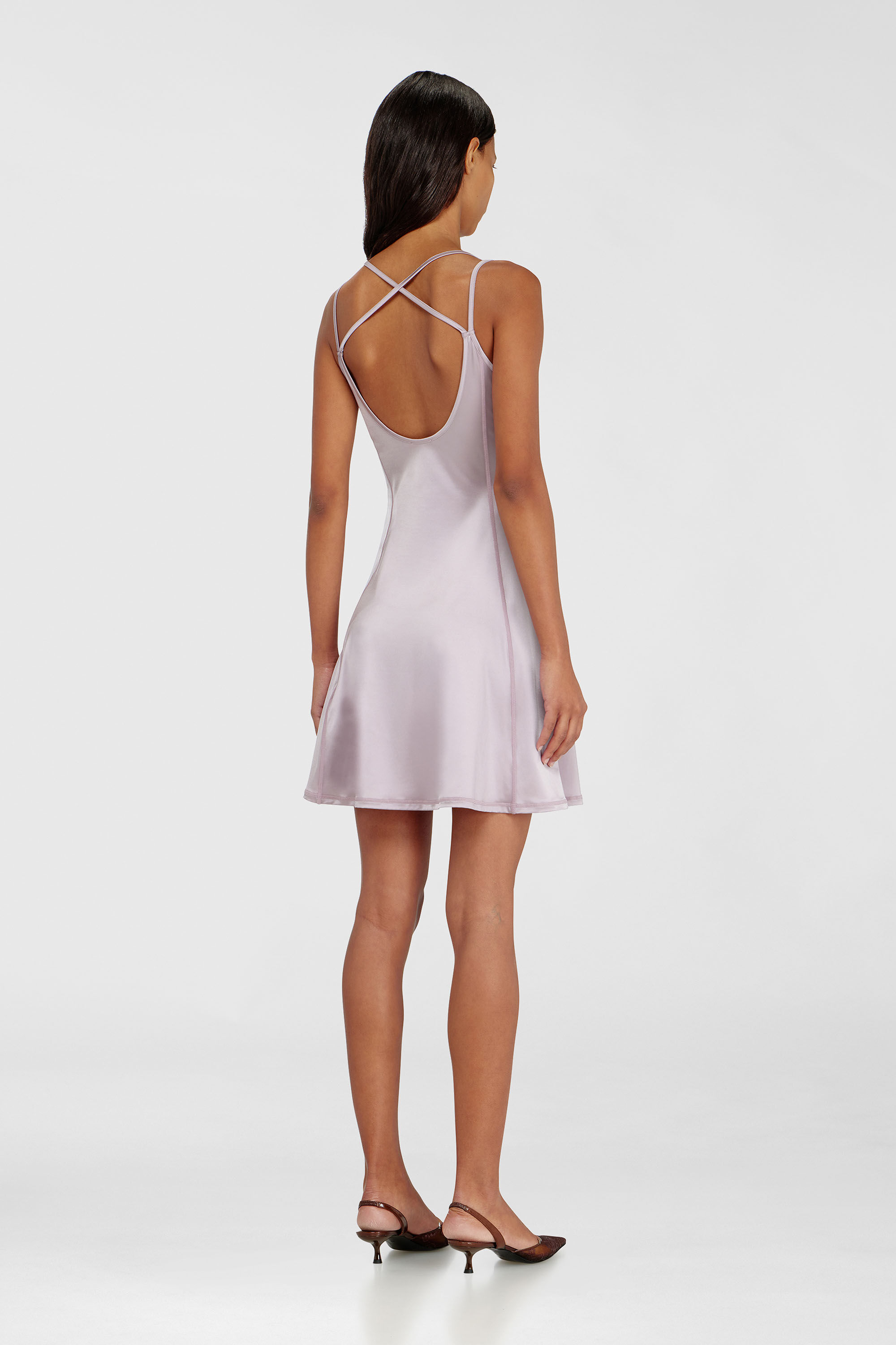 Diesel - D-IMMY, Woman's Fluid mini dress with double straps in Lilac - 4