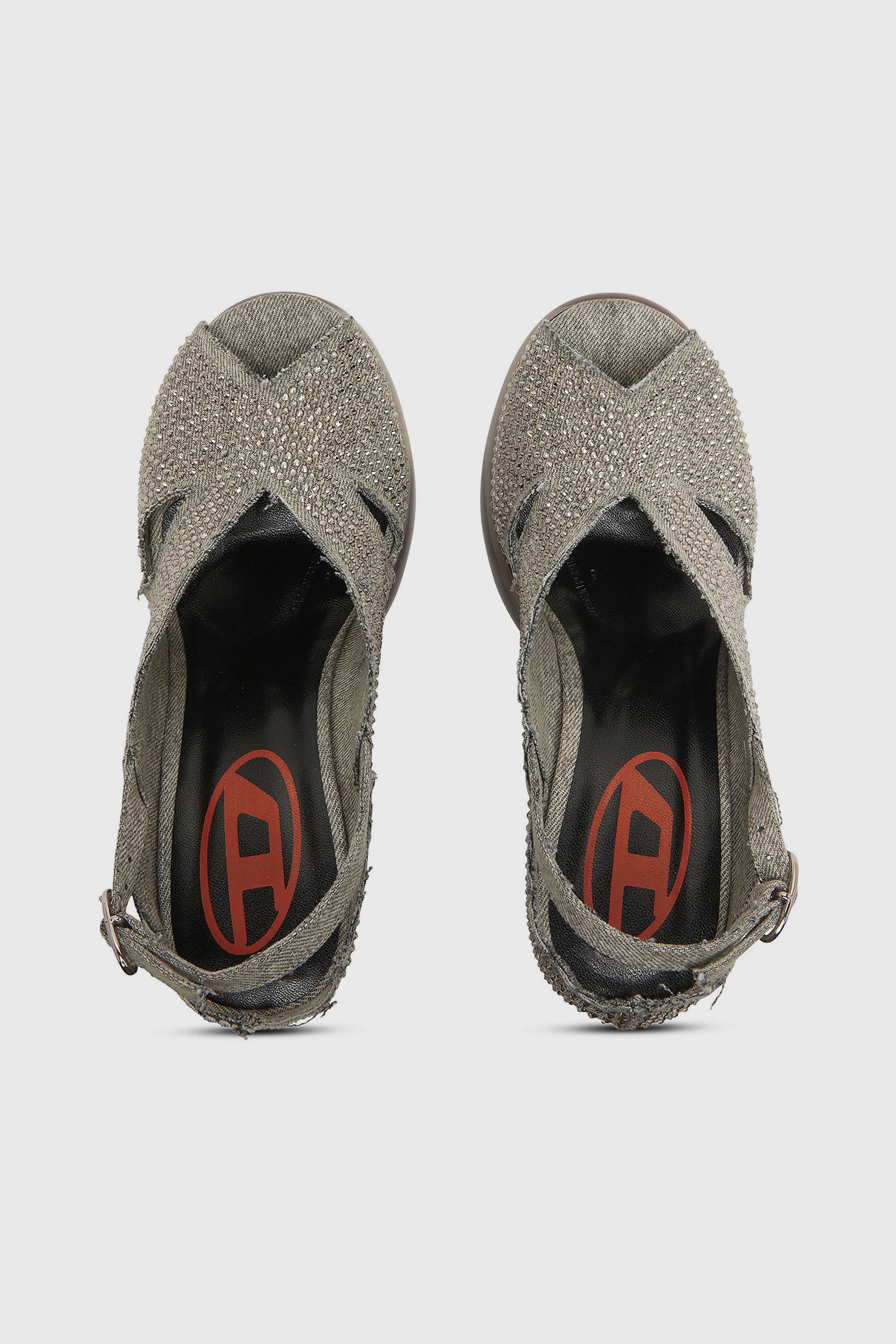 Diesel - D-LAKE PLATFORM SDL, Woman's D-Lake-Platform sandals in crystal denim and plexiglass in Grey - 4
