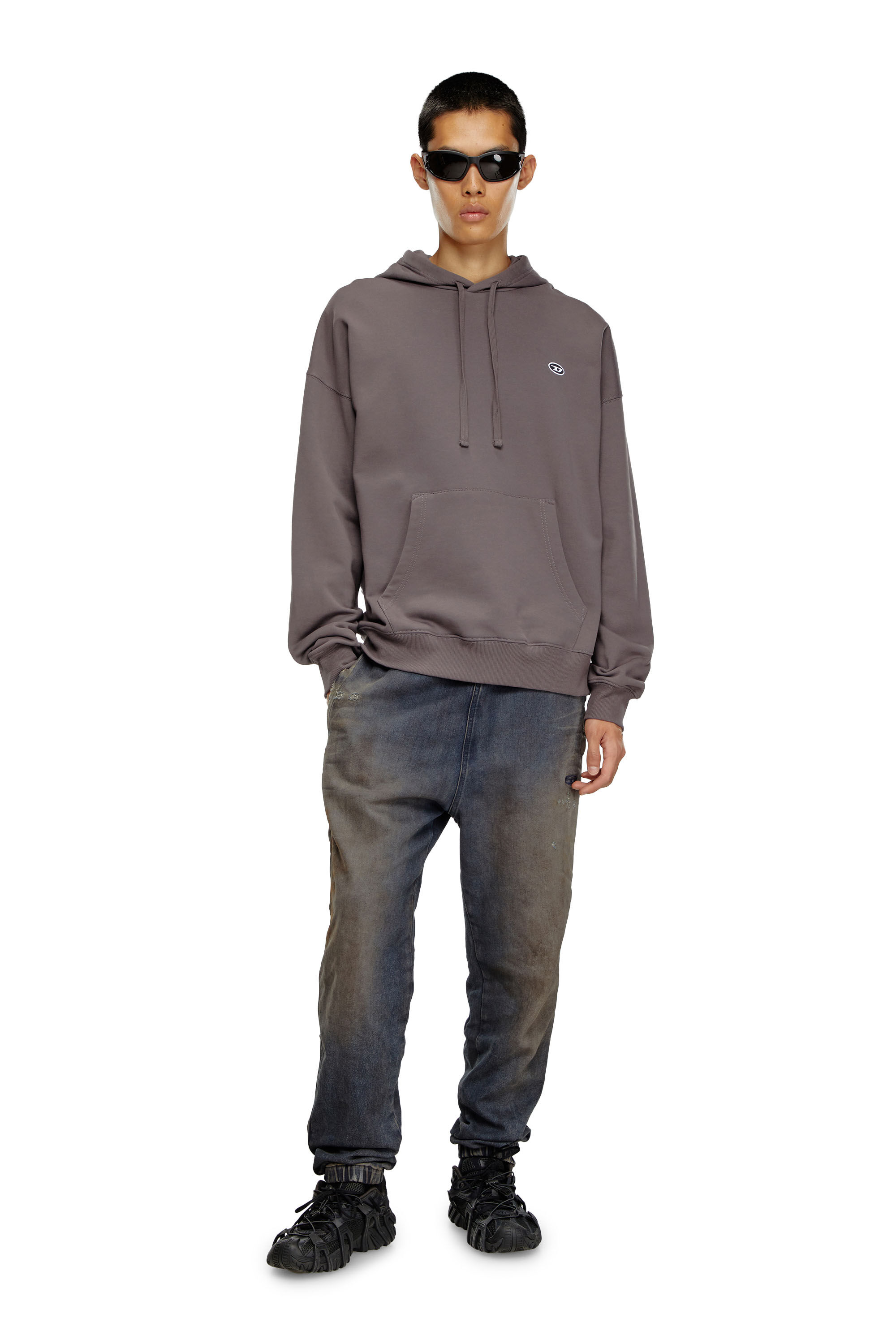 Diesel - S-ROB-HOOD-DOVAL-PJ, Man Hoodie with oval D patch in Grey - Image 1