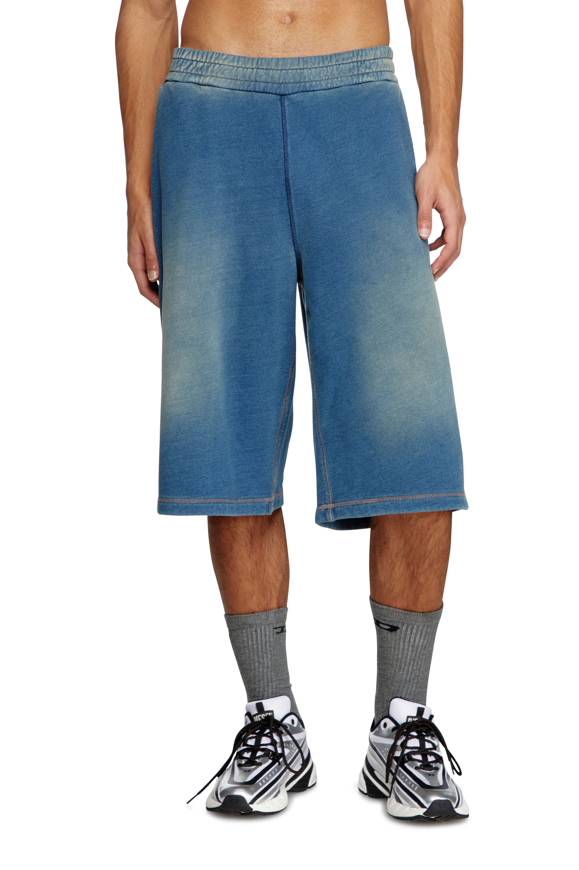 Diesel - P-CERCHIO, Man's Faded indigo sweat shorts in Blue - 3