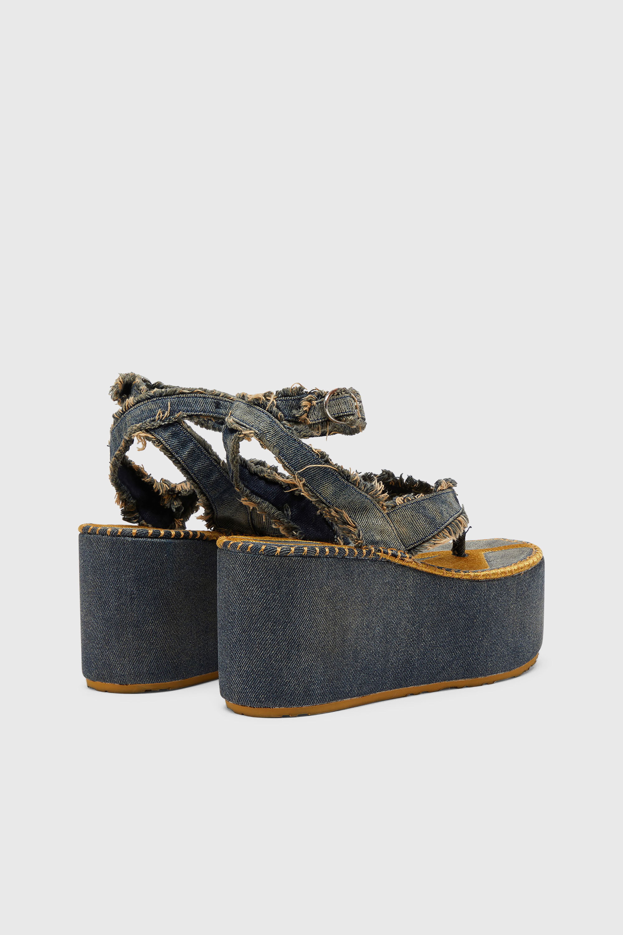 Diesel - SA-NIKOLA SANDAL, Woman's Sa-Nikola - Sandals in denim with frayed details in Blue/Grey - 3