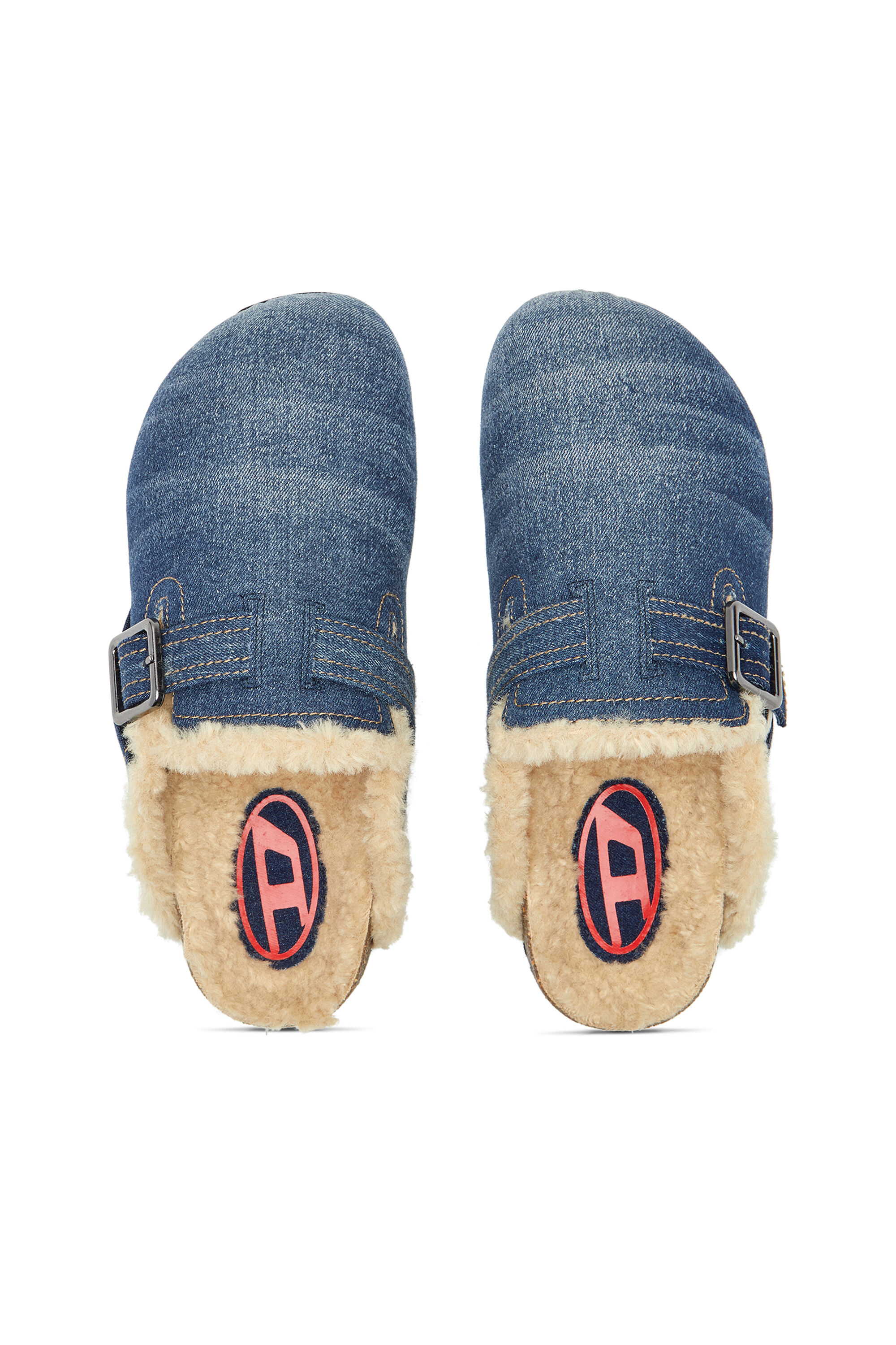 Diesel - D-WOODSTOCK X, Man's D-Woodstock-Denim mules with fluffy lining in Blue - 4