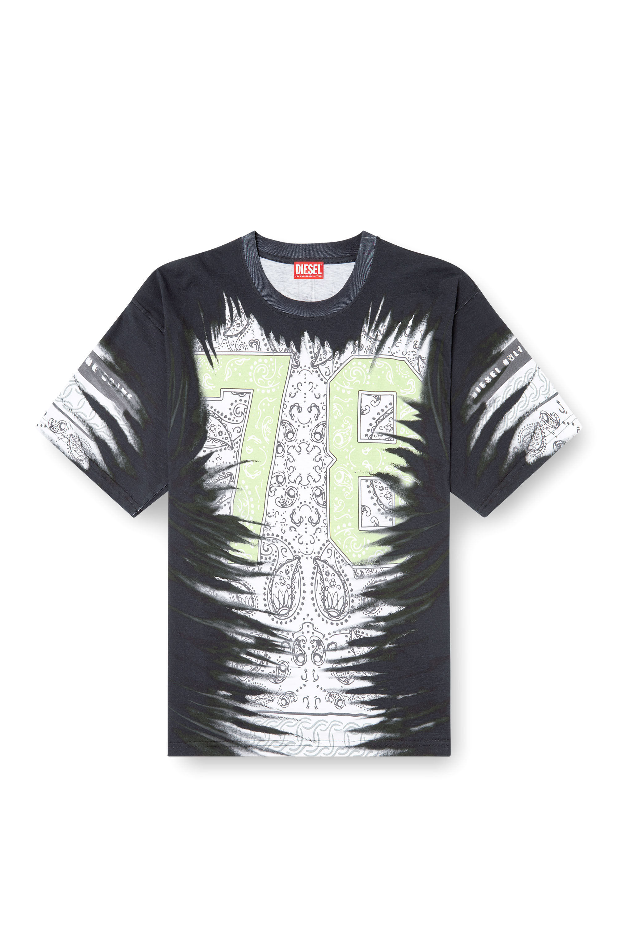 Diesel - T-BOXT-78-R1, Man's T-shirt with 78 bandana print in Black - 2