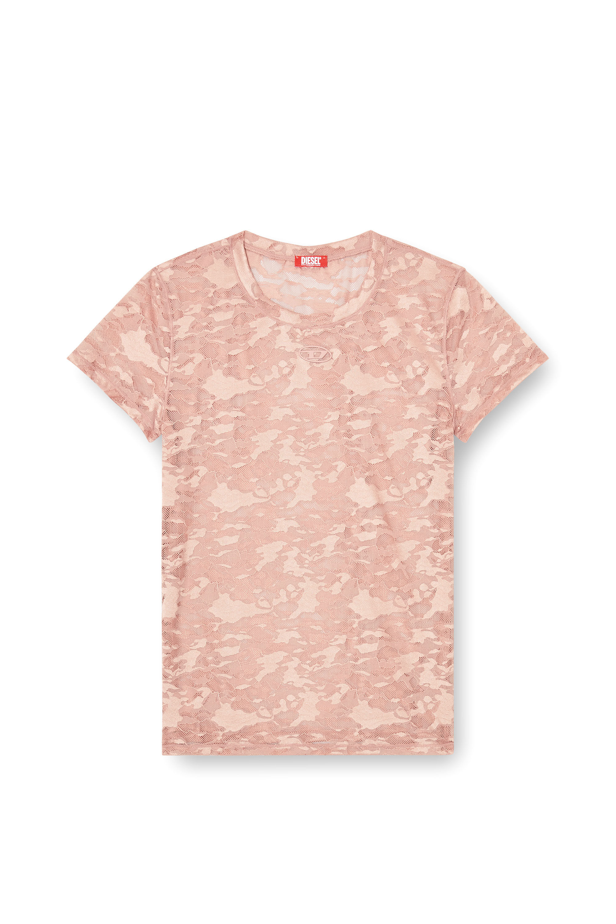 Diesel - KASIA-UTLT, Woman's Camo lace T-shirt in Nude - 4