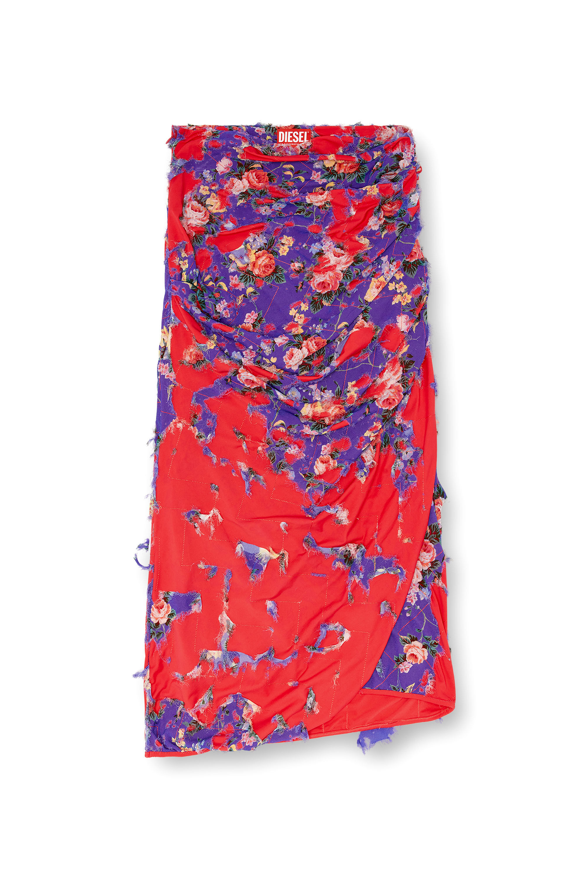 Diesel - O-FLONNA, Woman's Draped pencil skirt with devoré in Pink - 2