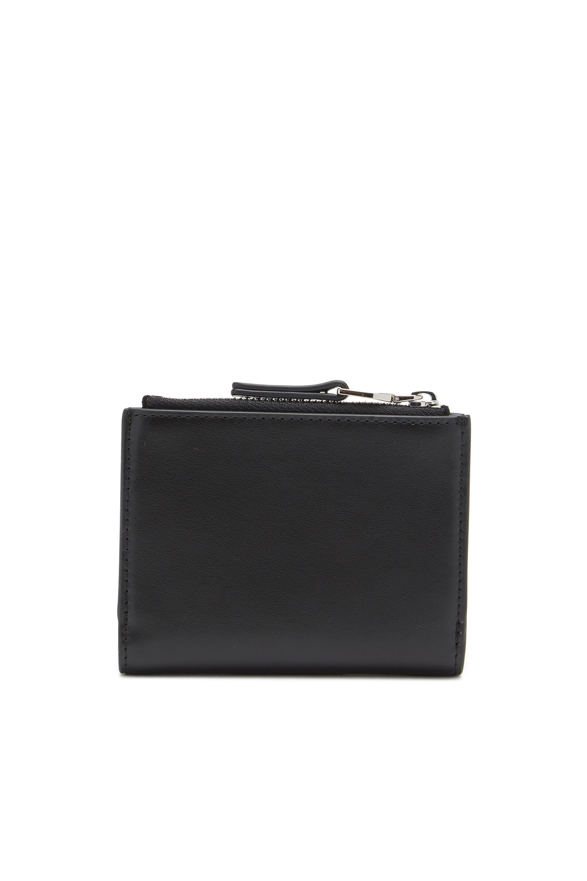 ✨極美品✨ DIESEL 折り財布 コンパクト ウォレット シボ革 ブラック Women's Small leather wallet with logo plaque | Black | Diesel