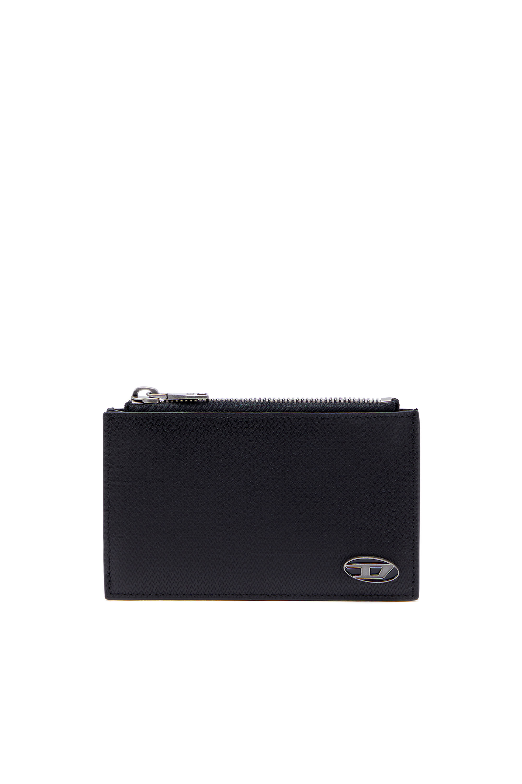 Diesel - CARD HOLDER COIN M, Man Slim card holder in textured leather in Black - Image 1