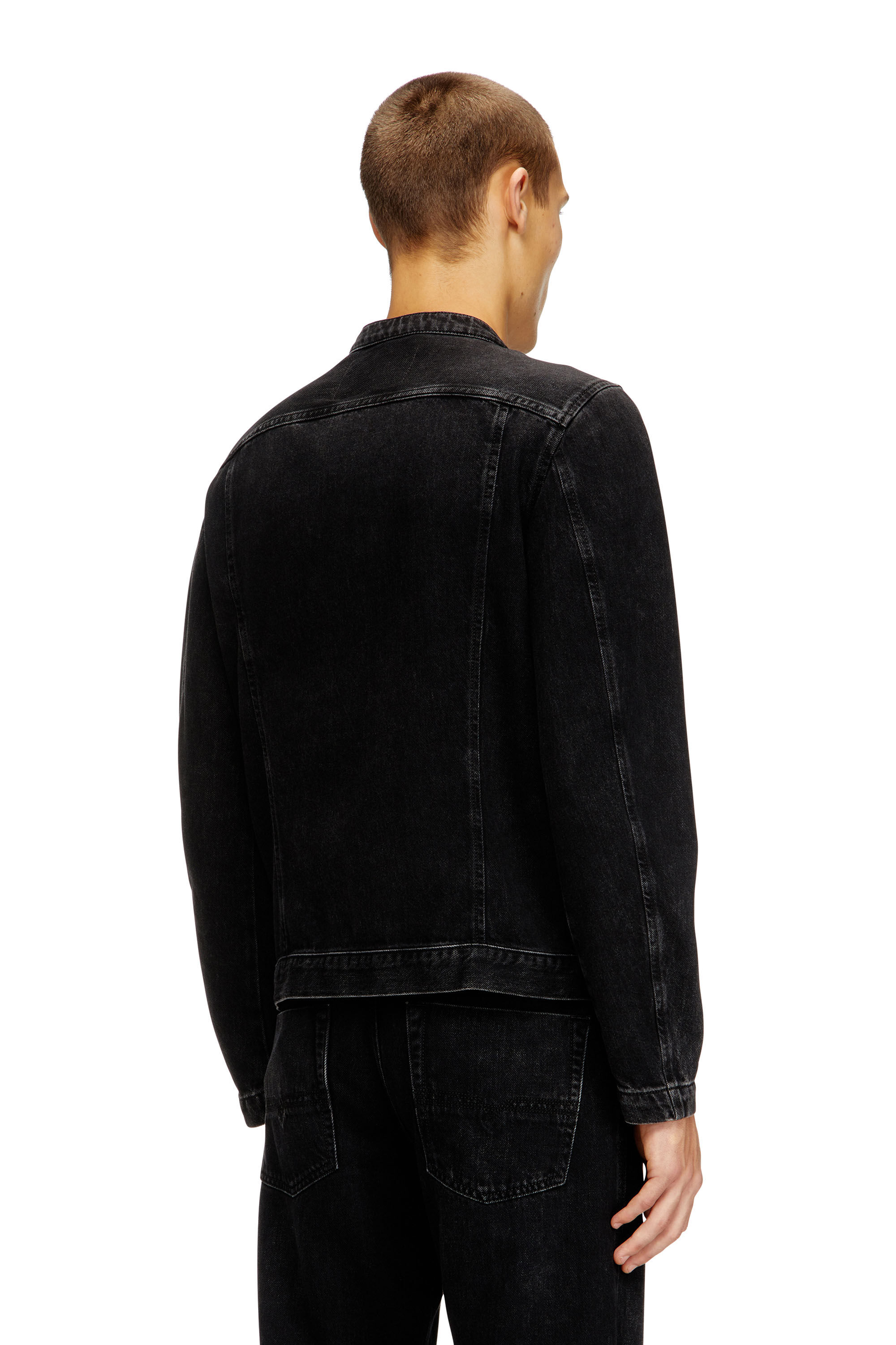 Men's Moto jacket in clean-wash denim | Black | Diesel KH