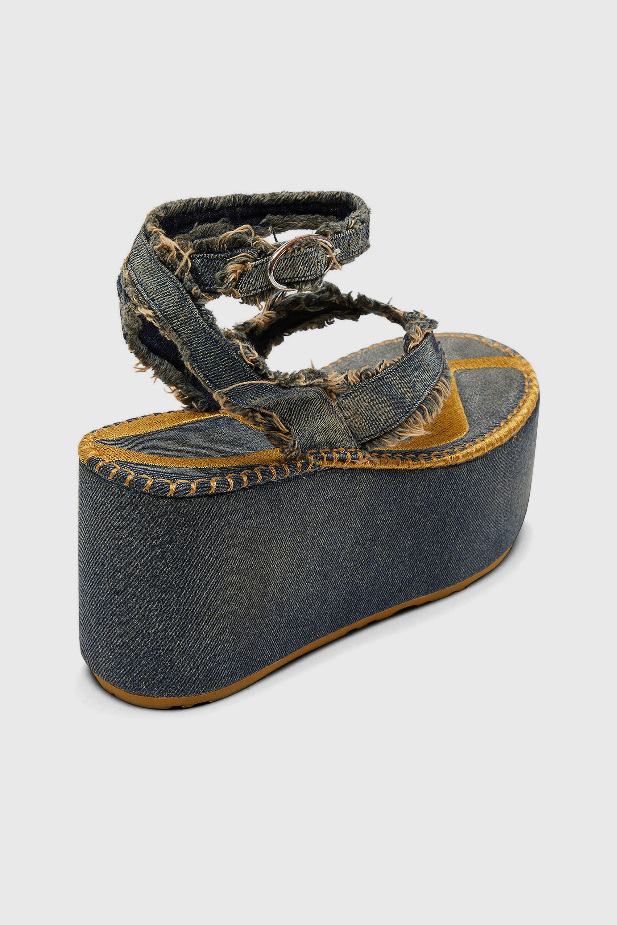 Diesel - SA-NIKOLA SANDAL, Woman's Sa-Nikola - Sandals in denim with frayed details in Blue/Grey - 6