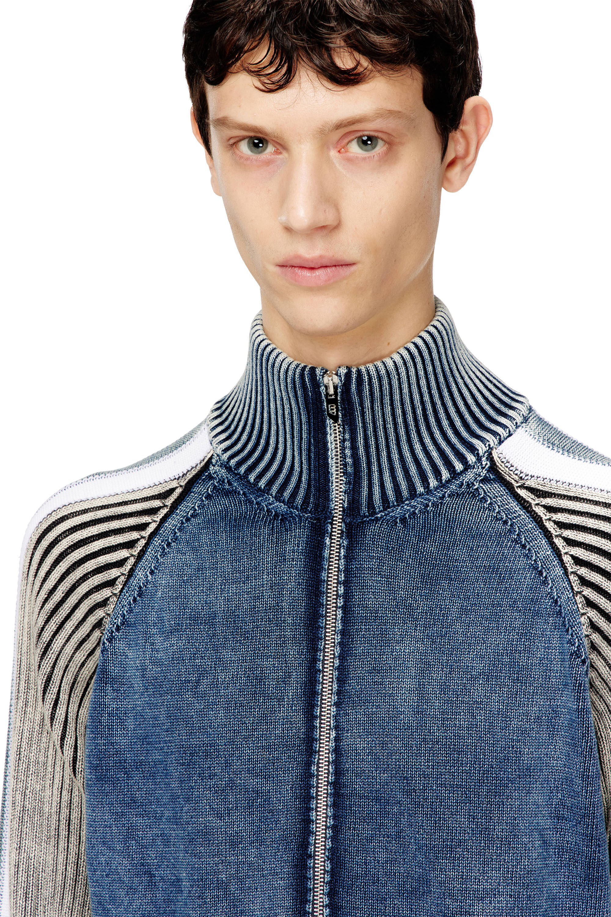 Men's Zip-up cardigan with sporty bands | Multicolor | Diesel KH