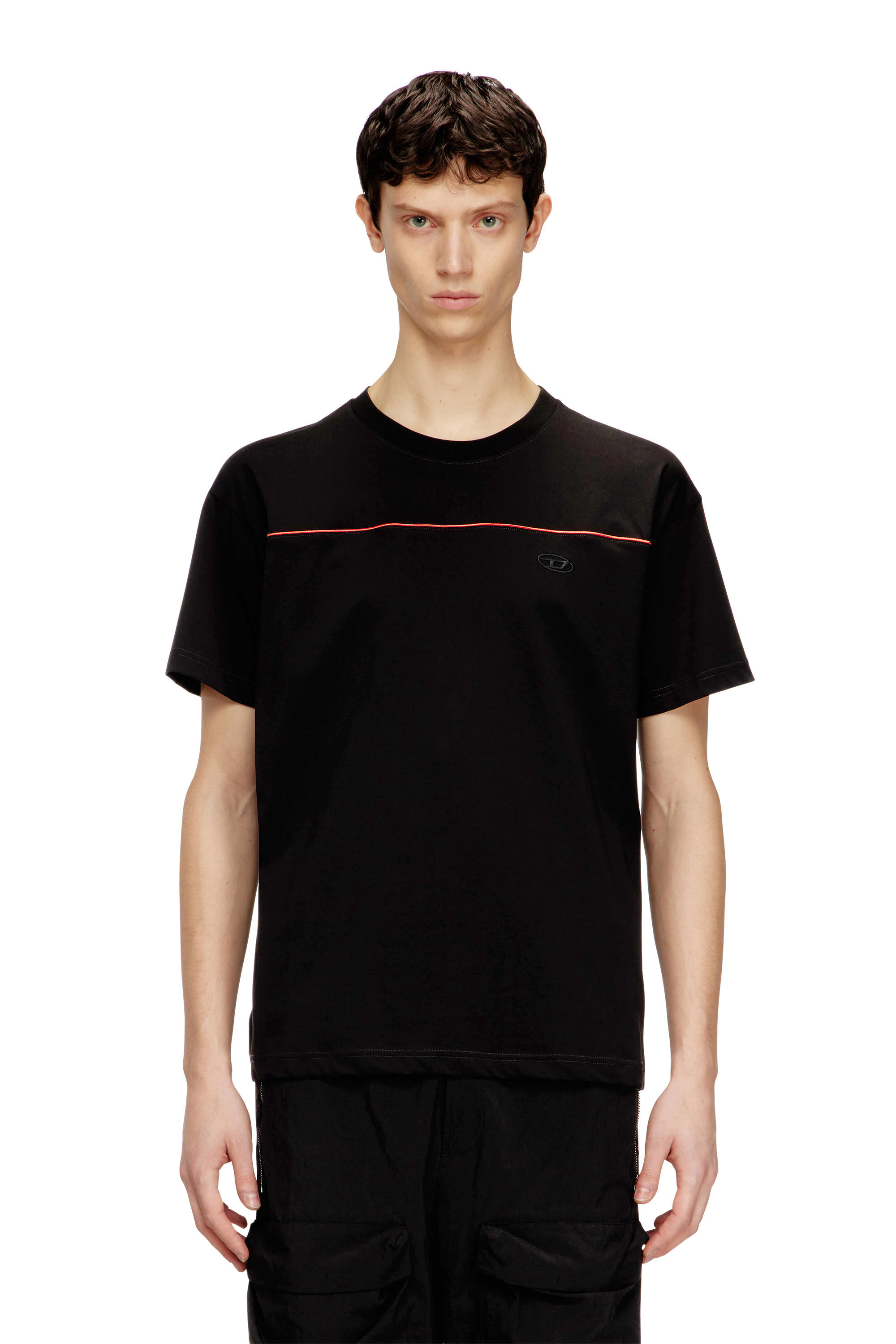 Diesel - T-NORM-PIPING, Man's T-shirt with contrast piping in Black - 3