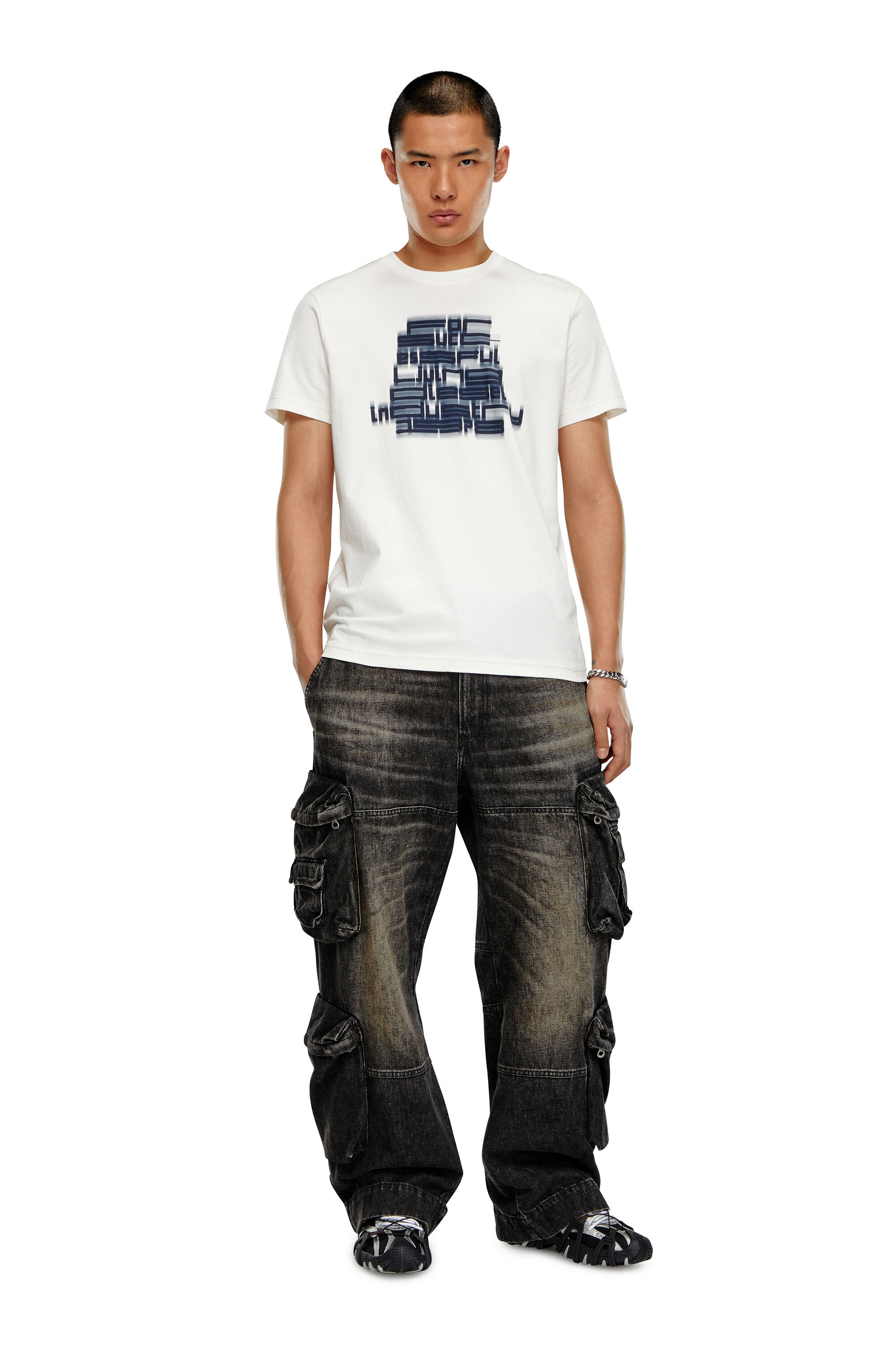 Diesel - T-DIEGOR-N1, Man T-shirt with blurry For Successful Living print in White - Image 3