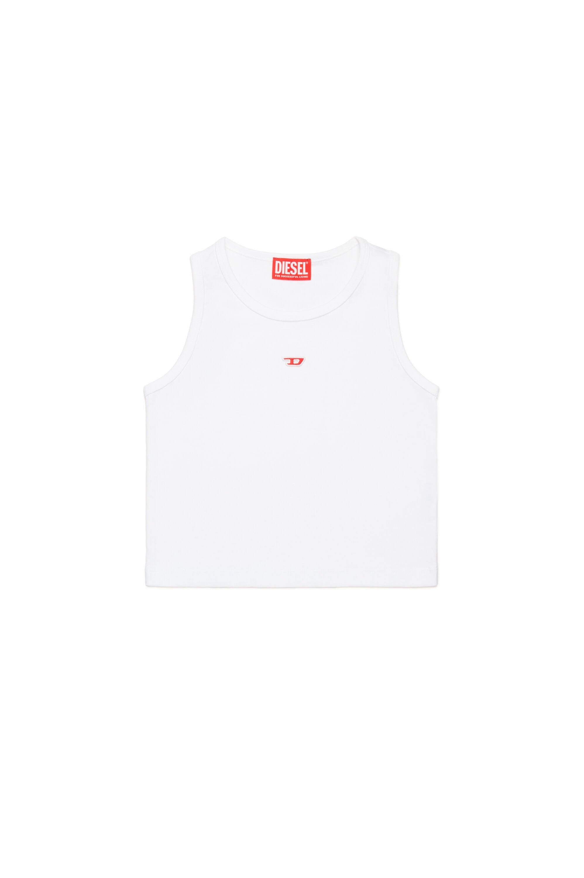 Diesel - TASPYRD, Woman's Tank top with D logo patch in White - 1